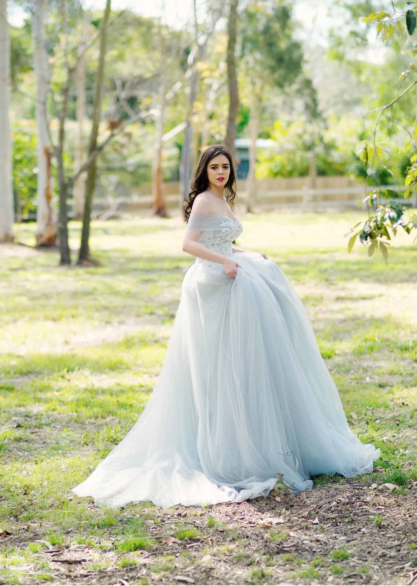 Princess walk grey wedding dress