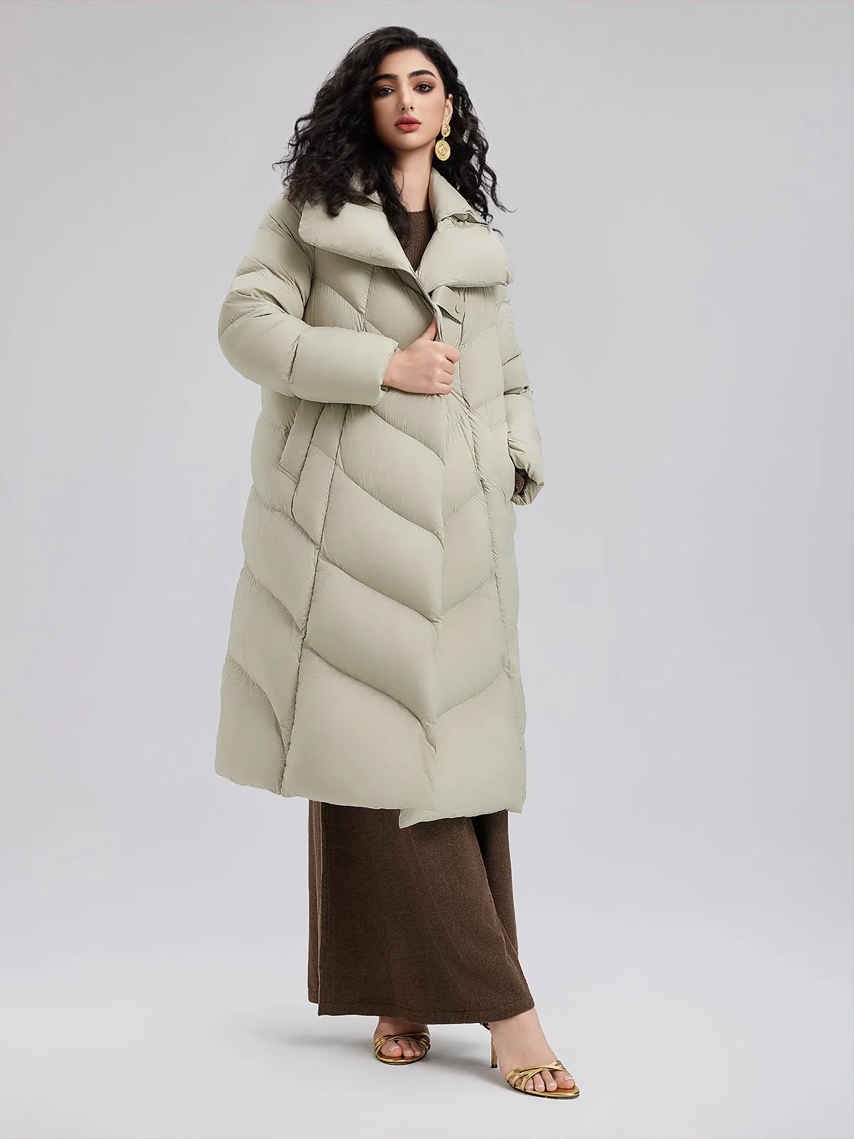 Quilted Design Goose Down Coat