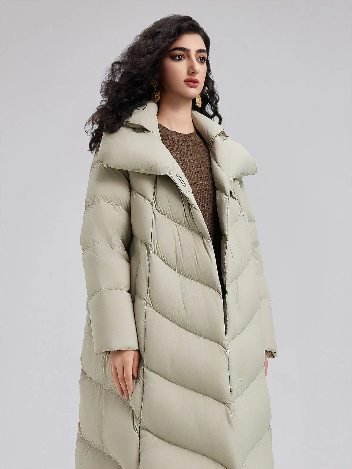 Quilted Design Goose Down Coat