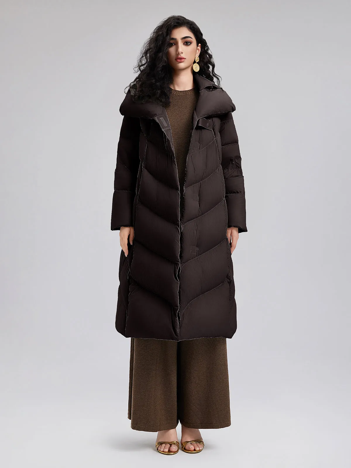 Quilted Design Goose Down Coat