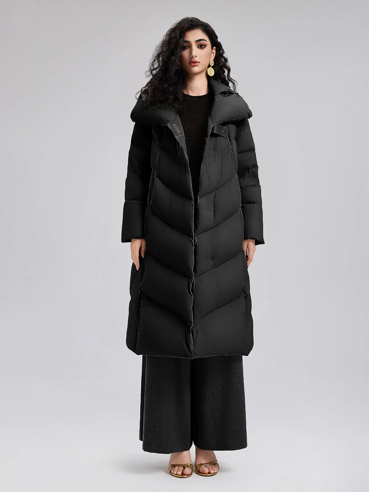 Quilted Design Goose Down Coat