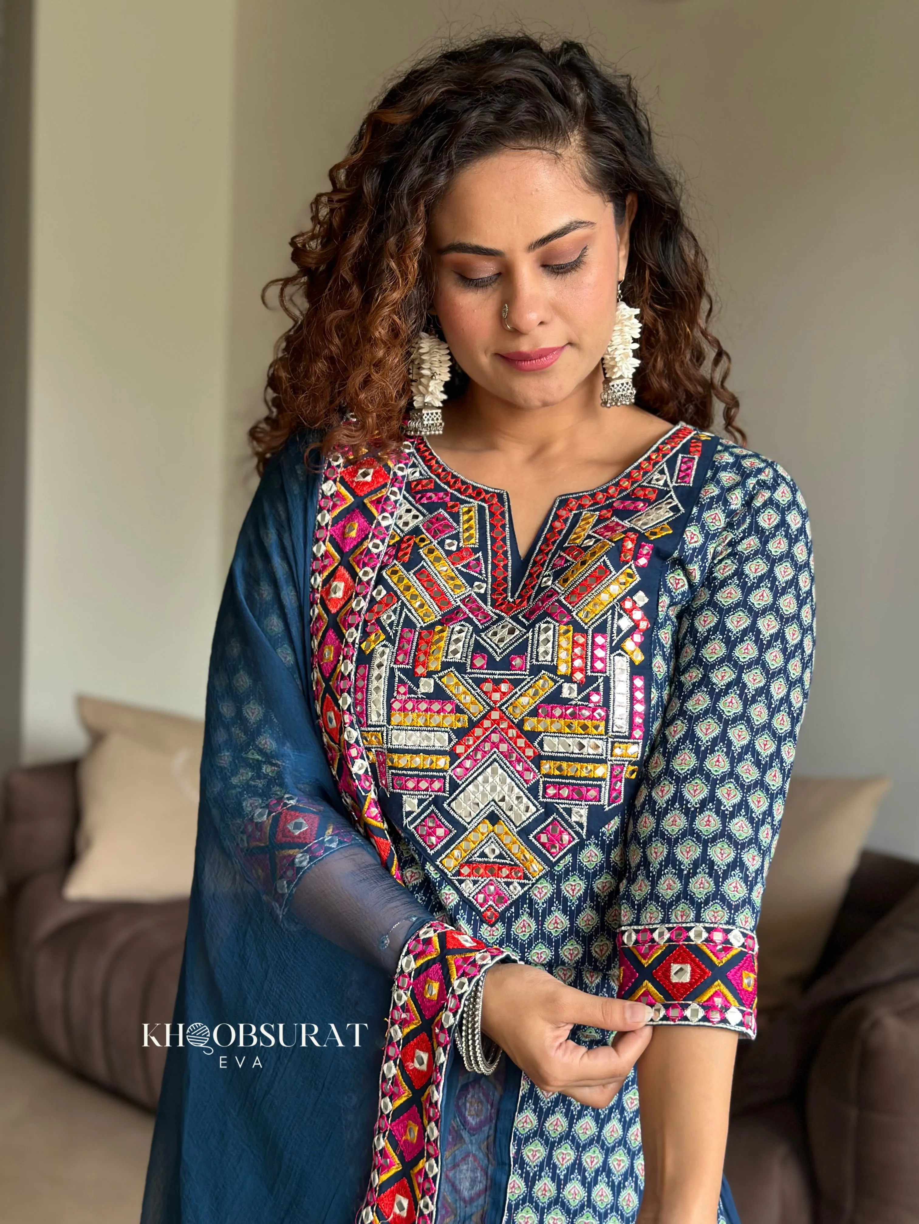 Radha Blue Kurta With Afghani Salwar