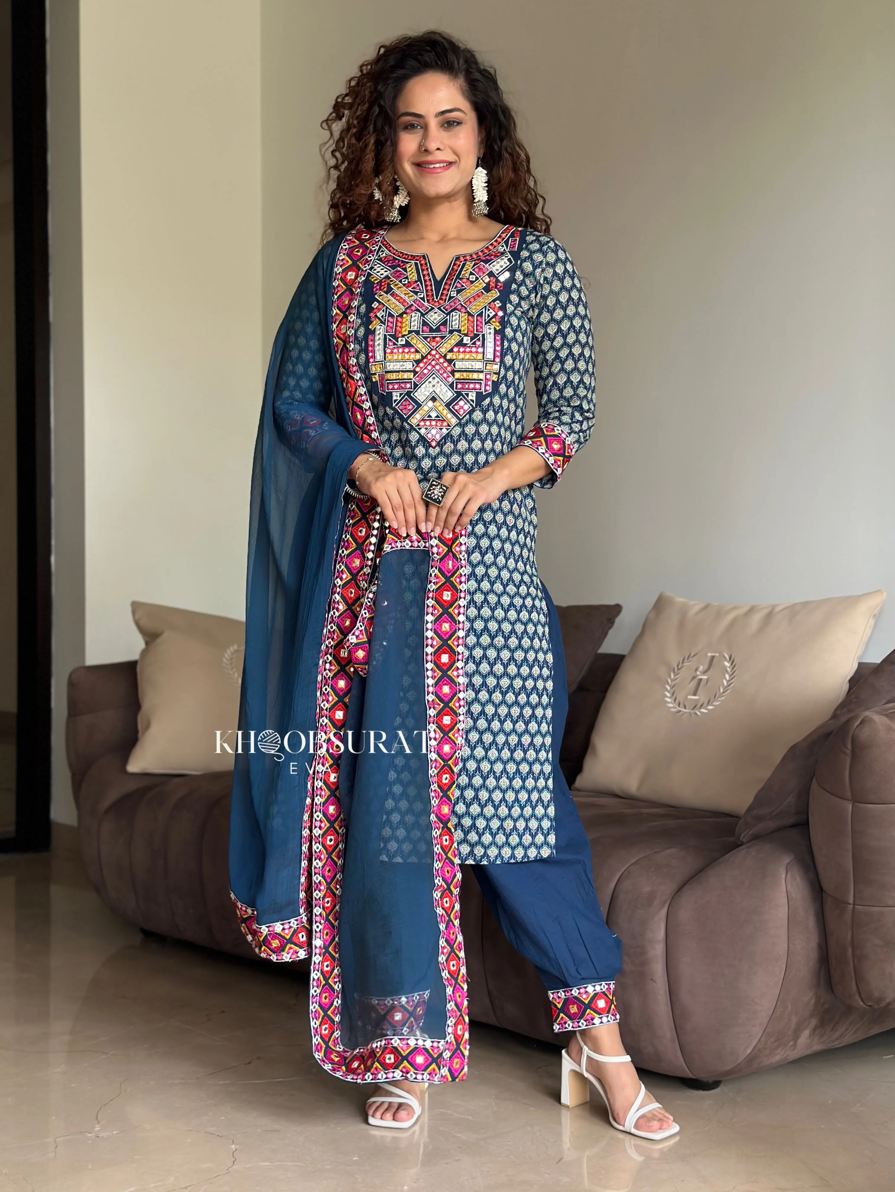 Radha Blue Kurta With Afghani Salwar