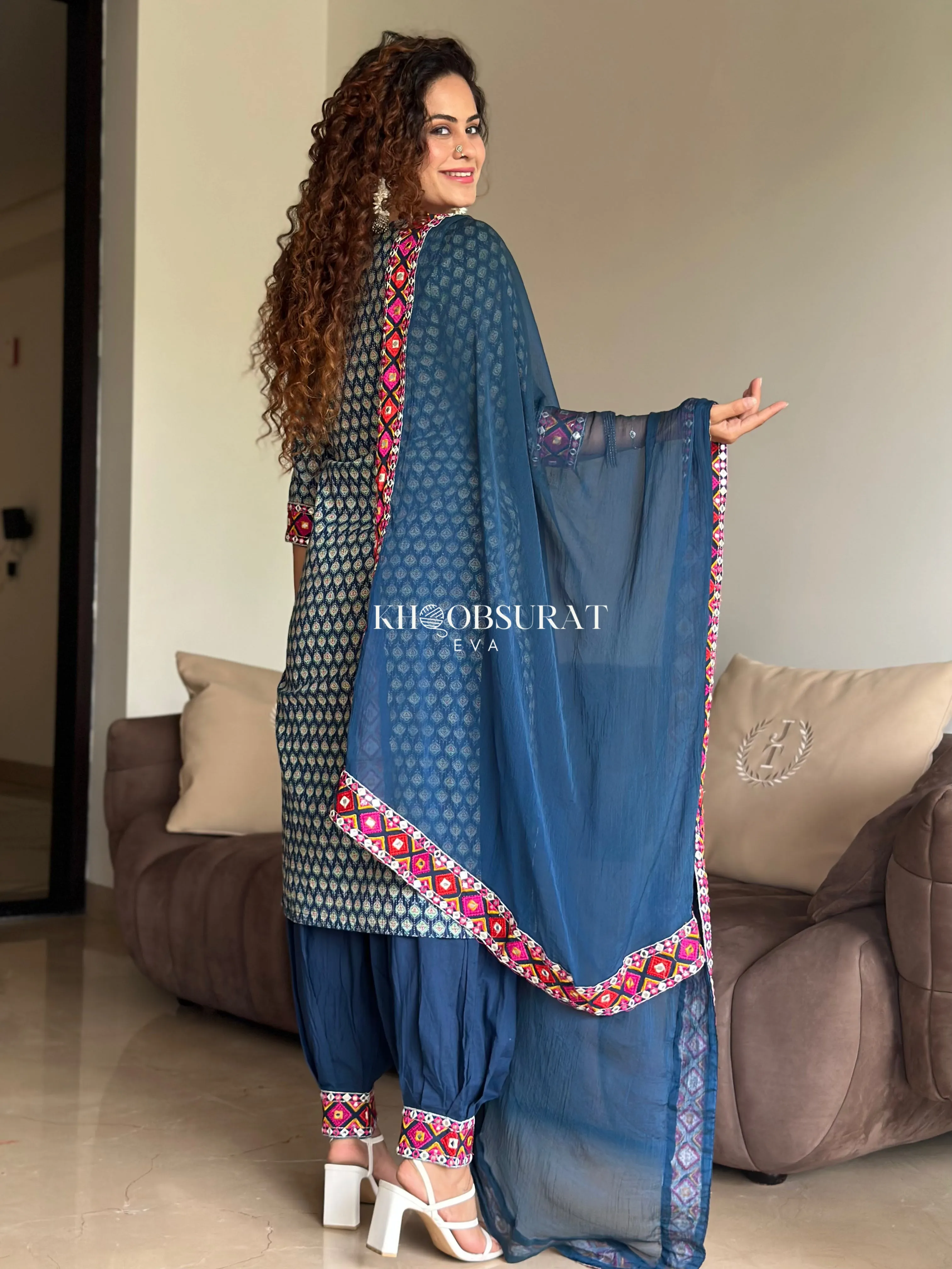 Radha Blue Kurta With Afghani Salwar