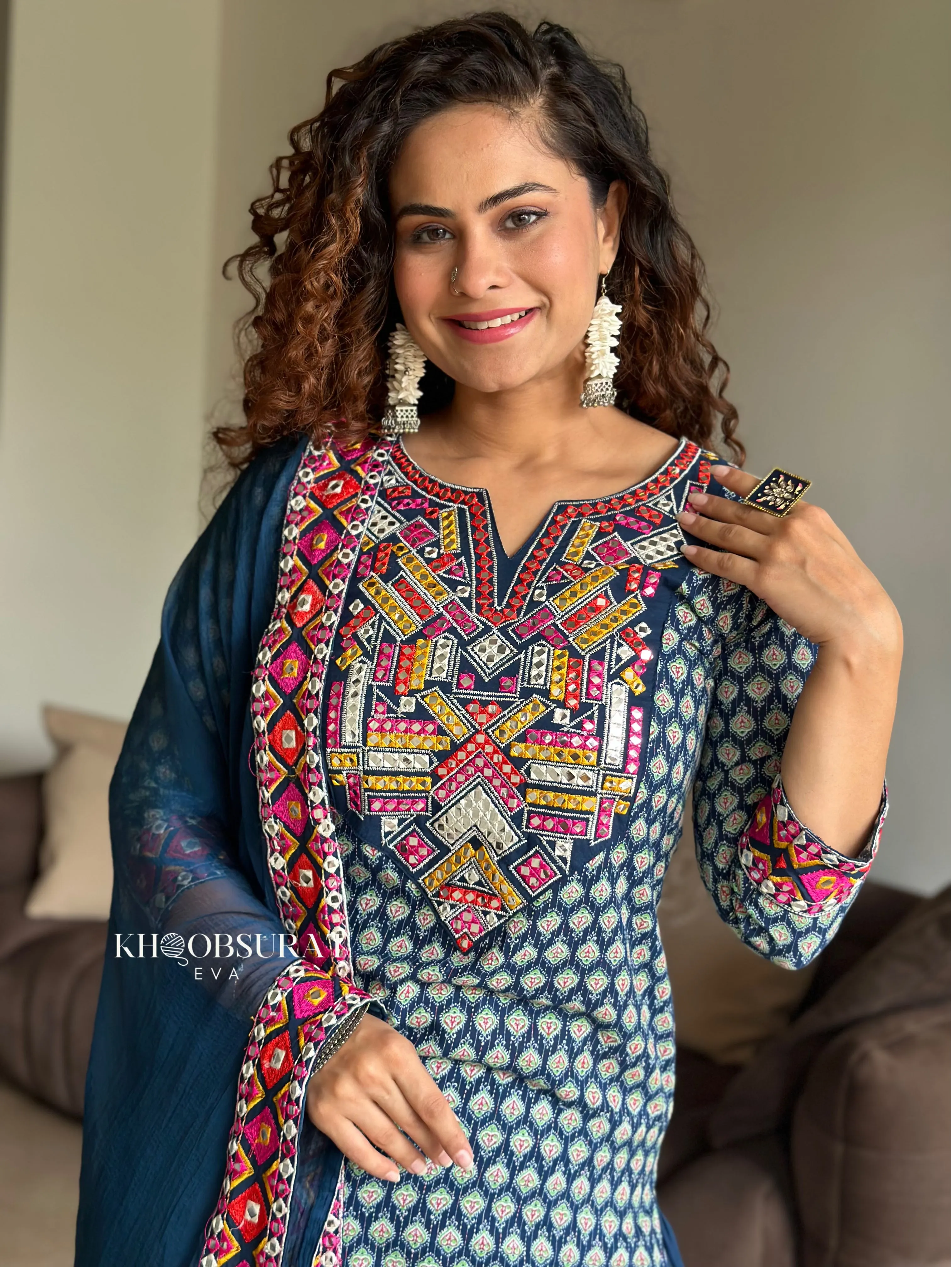 Radha Blue Kurta With Afghani Salwar