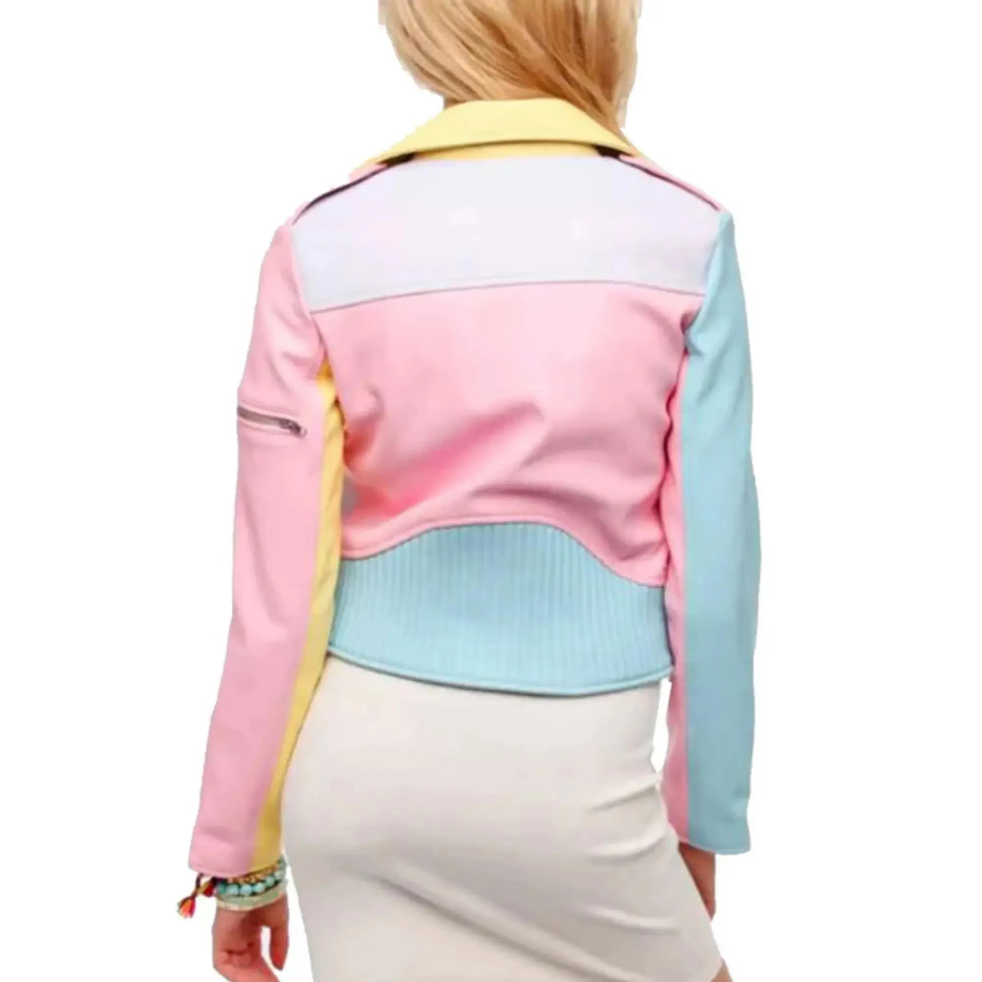 Rainbow Biker Pastel leather jacket