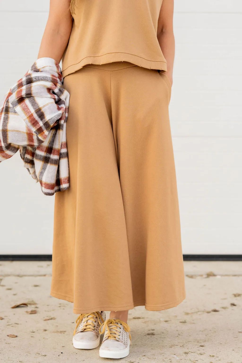 Raw Edge Flowy Wide Leg Pants Set