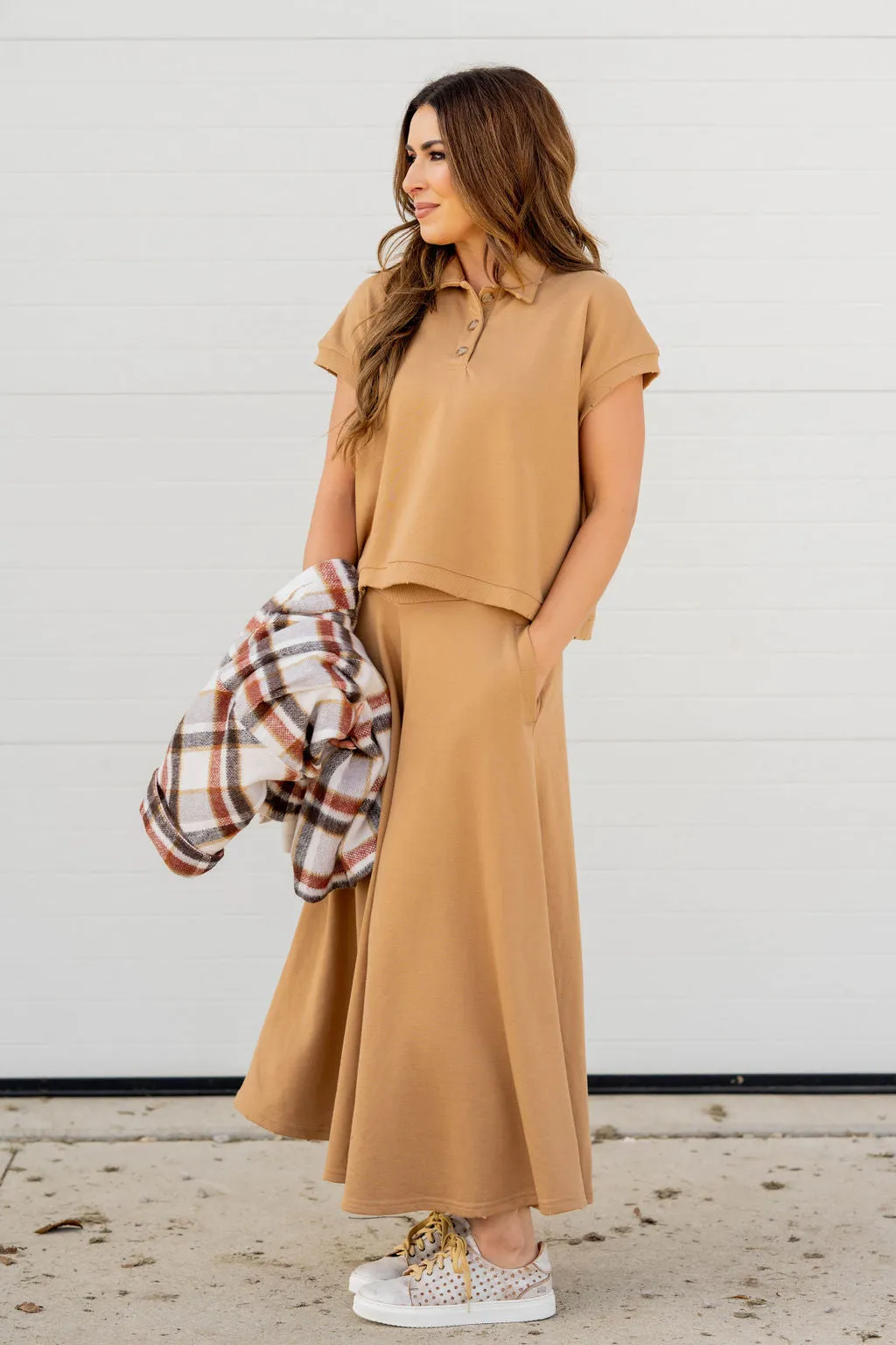 Raw Edge Flowy Wide Leg Pants Set