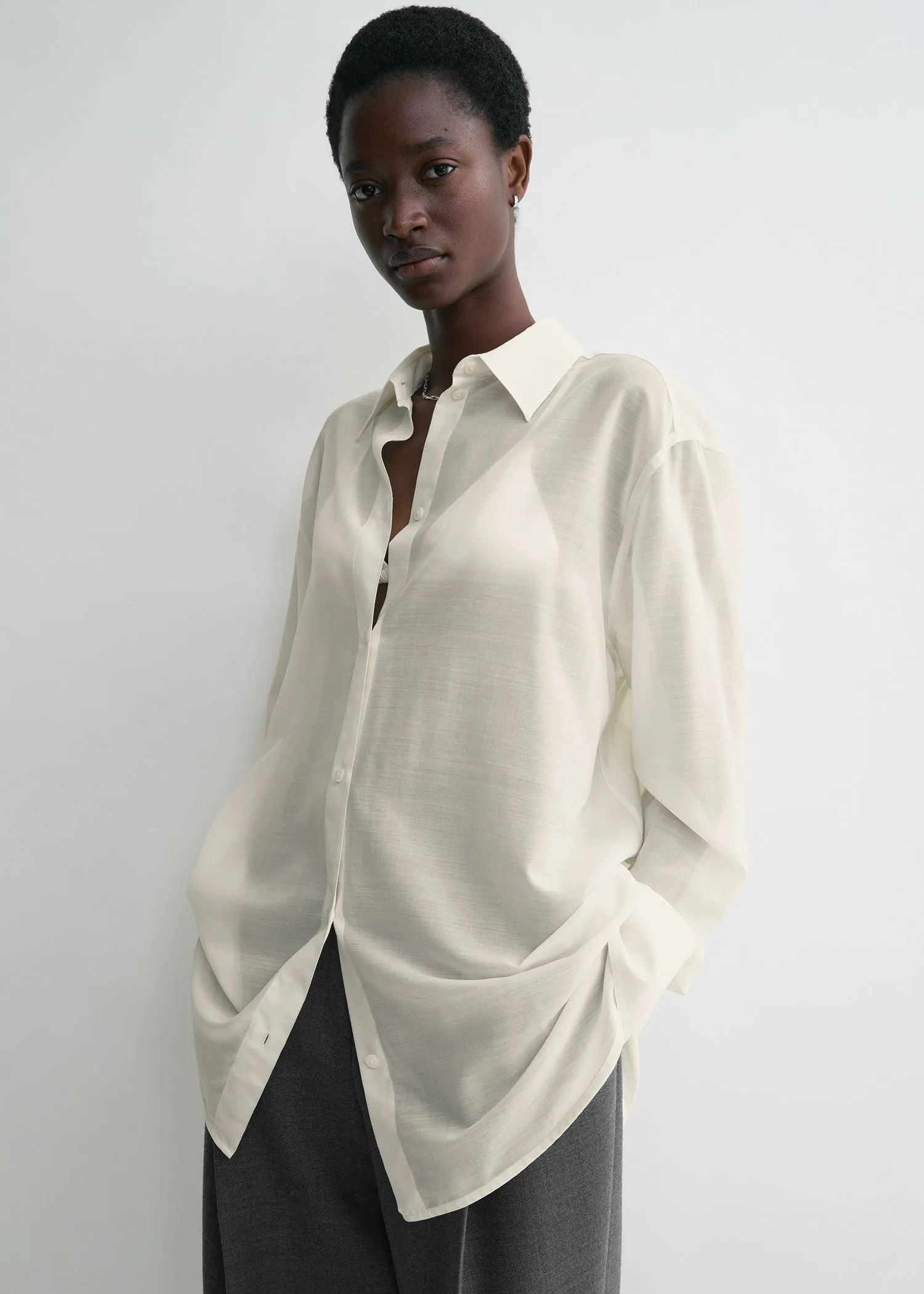 Relaxed voile shirt milk