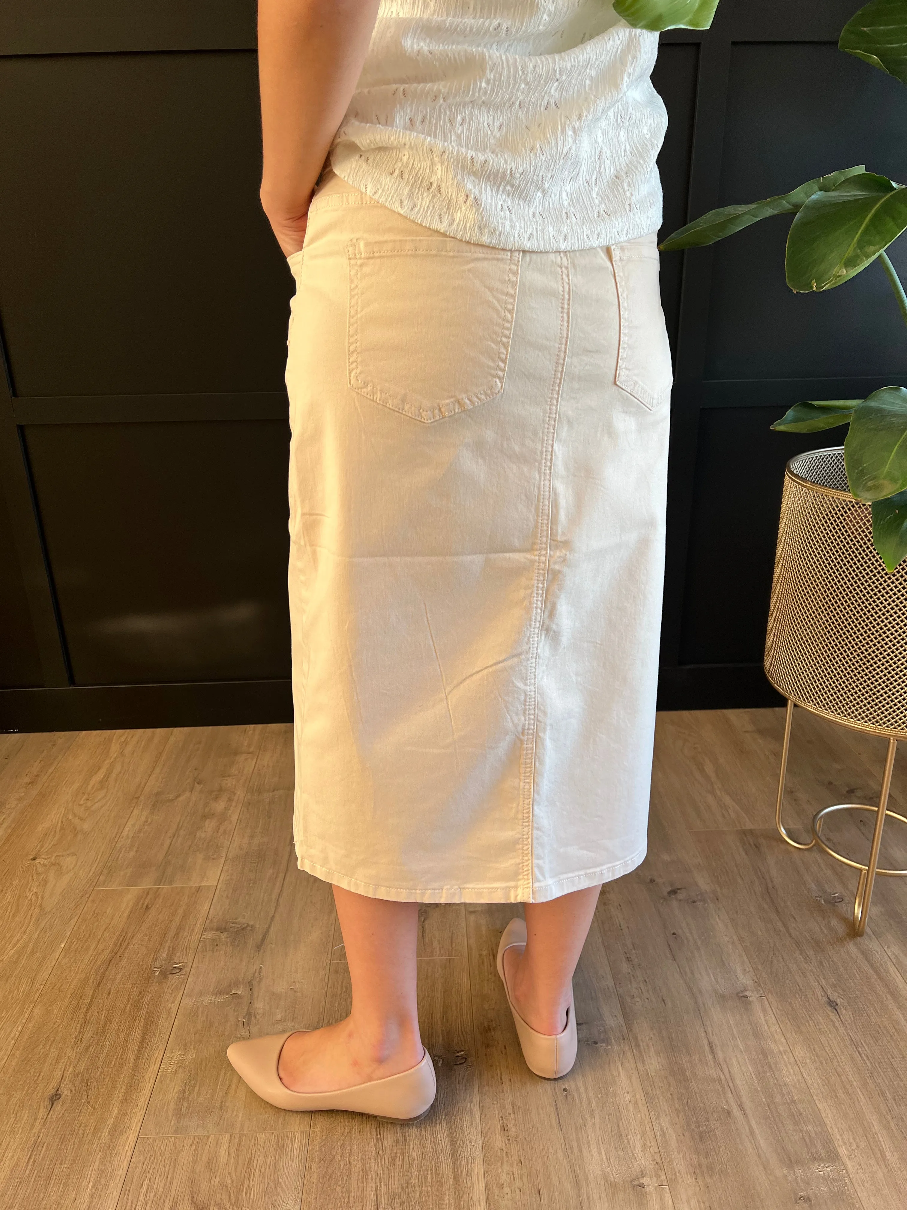 Remi Ivory Midi Skirt 29 inches long