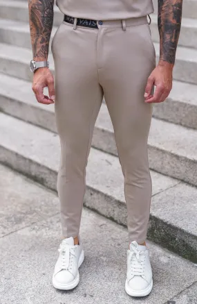 Renato Premium Half Belt Pants in Beige