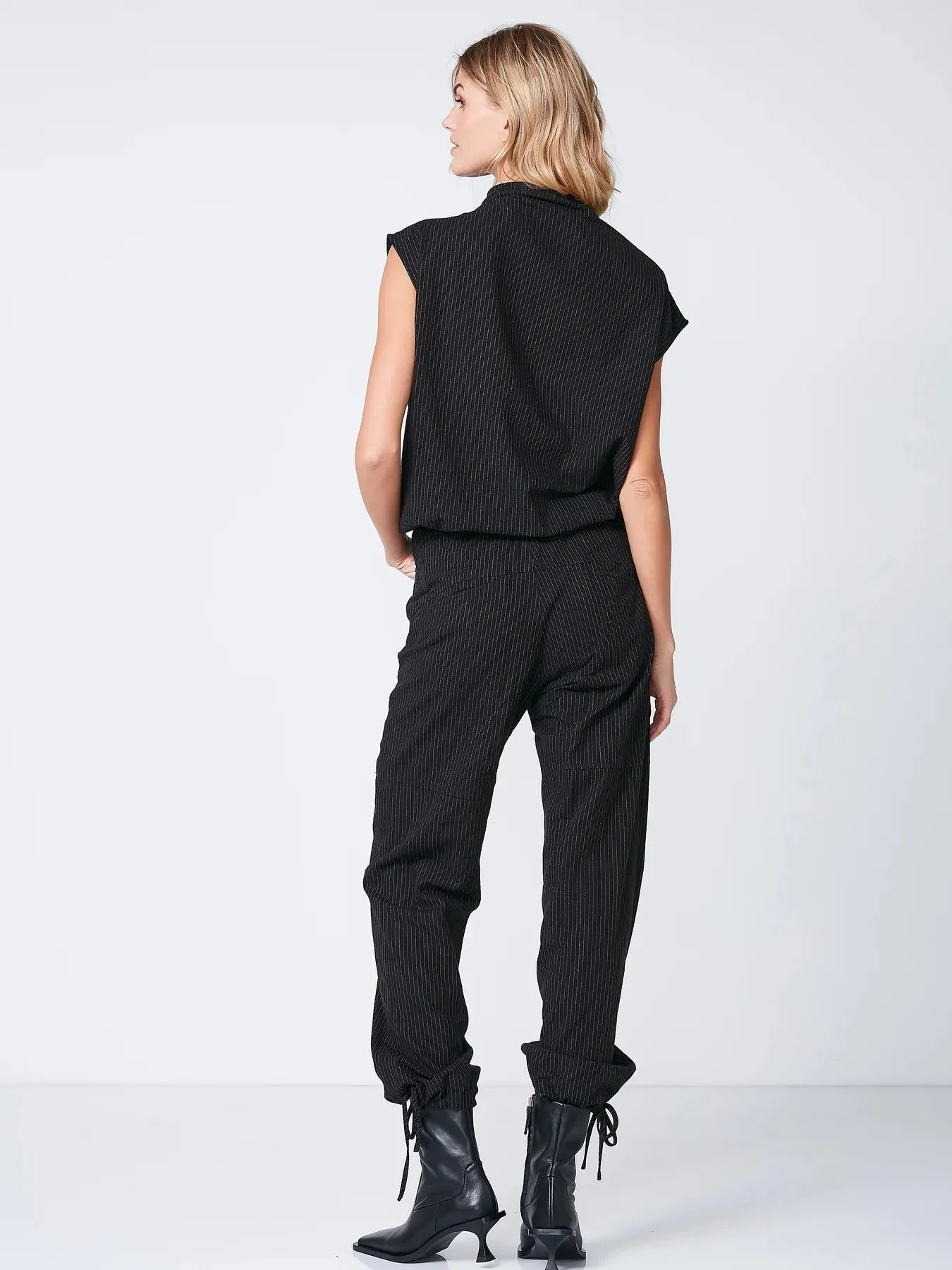 Ricci Pinstripe Cargo Pants - Black