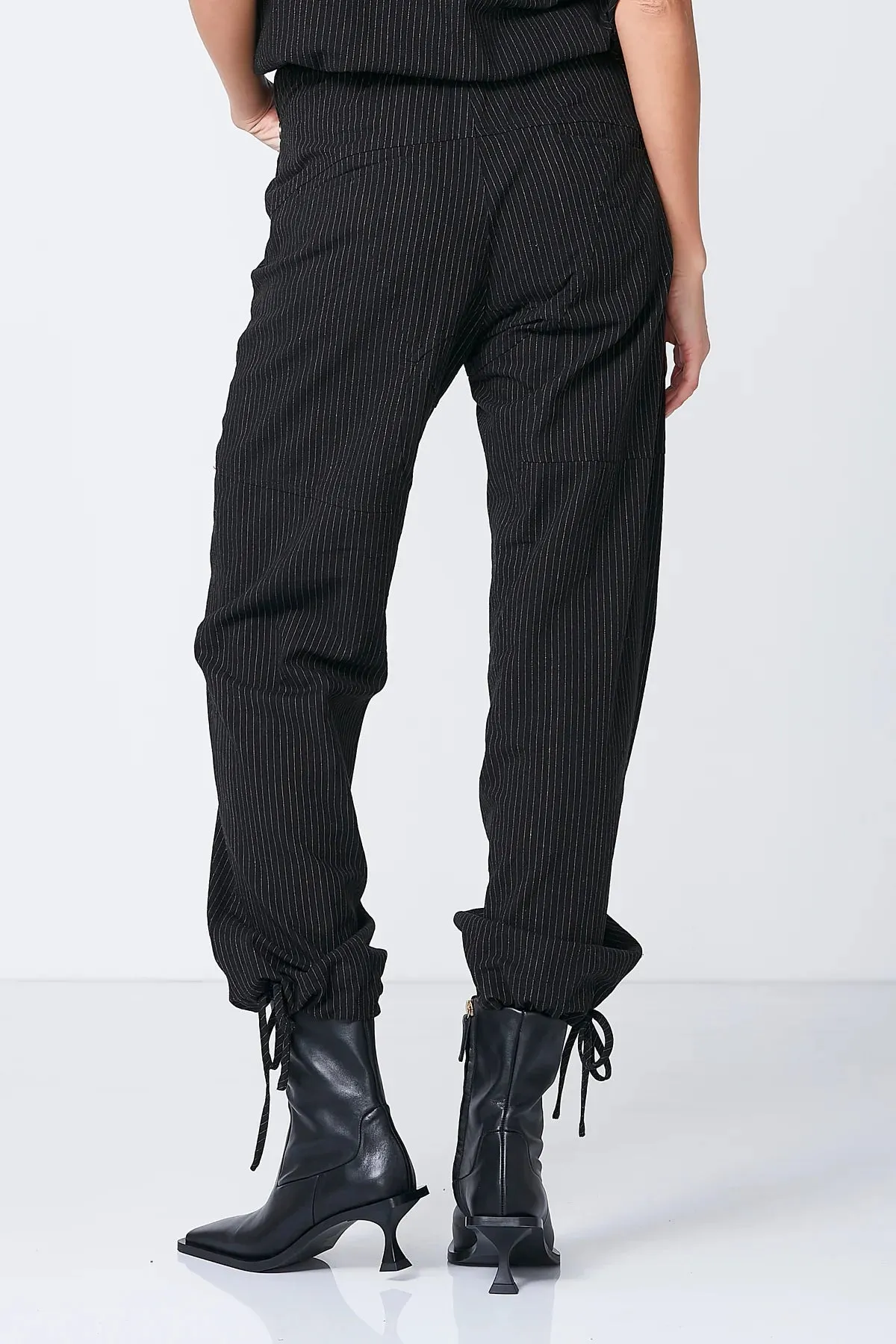 Ricci Pinstripe Cargo Pants - Black