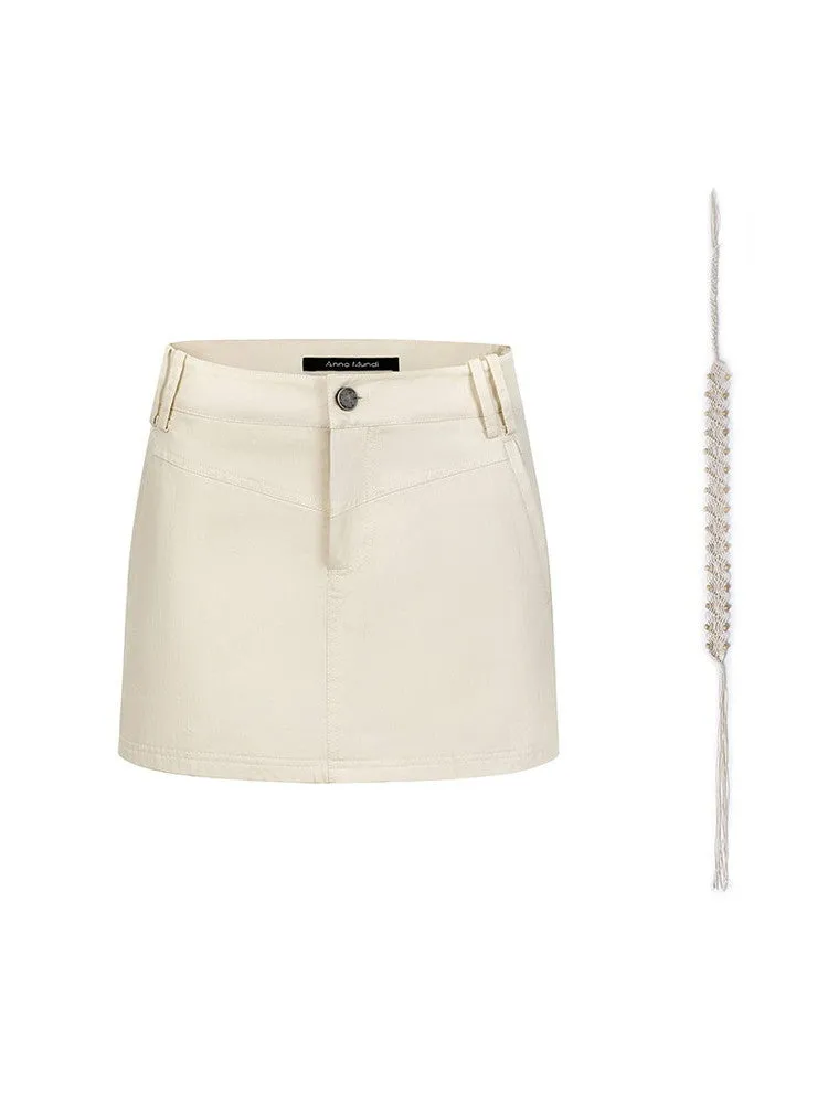 Rope Slim Short Plain Casual Skirt