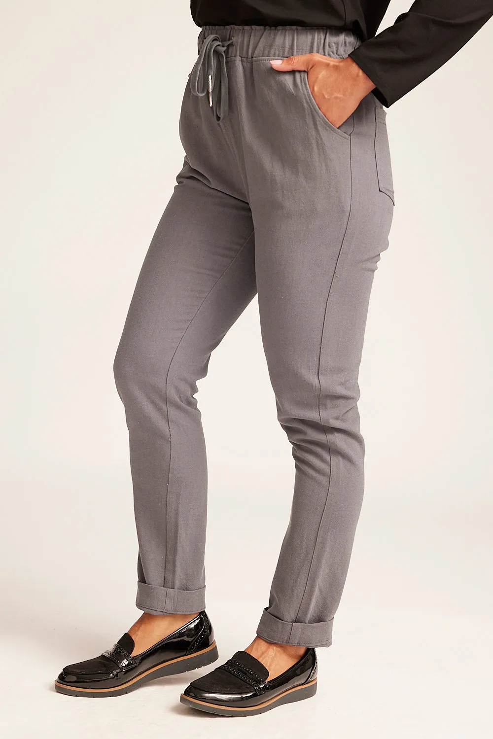 Saloos Straight Leg Drawstring Waist Trousers