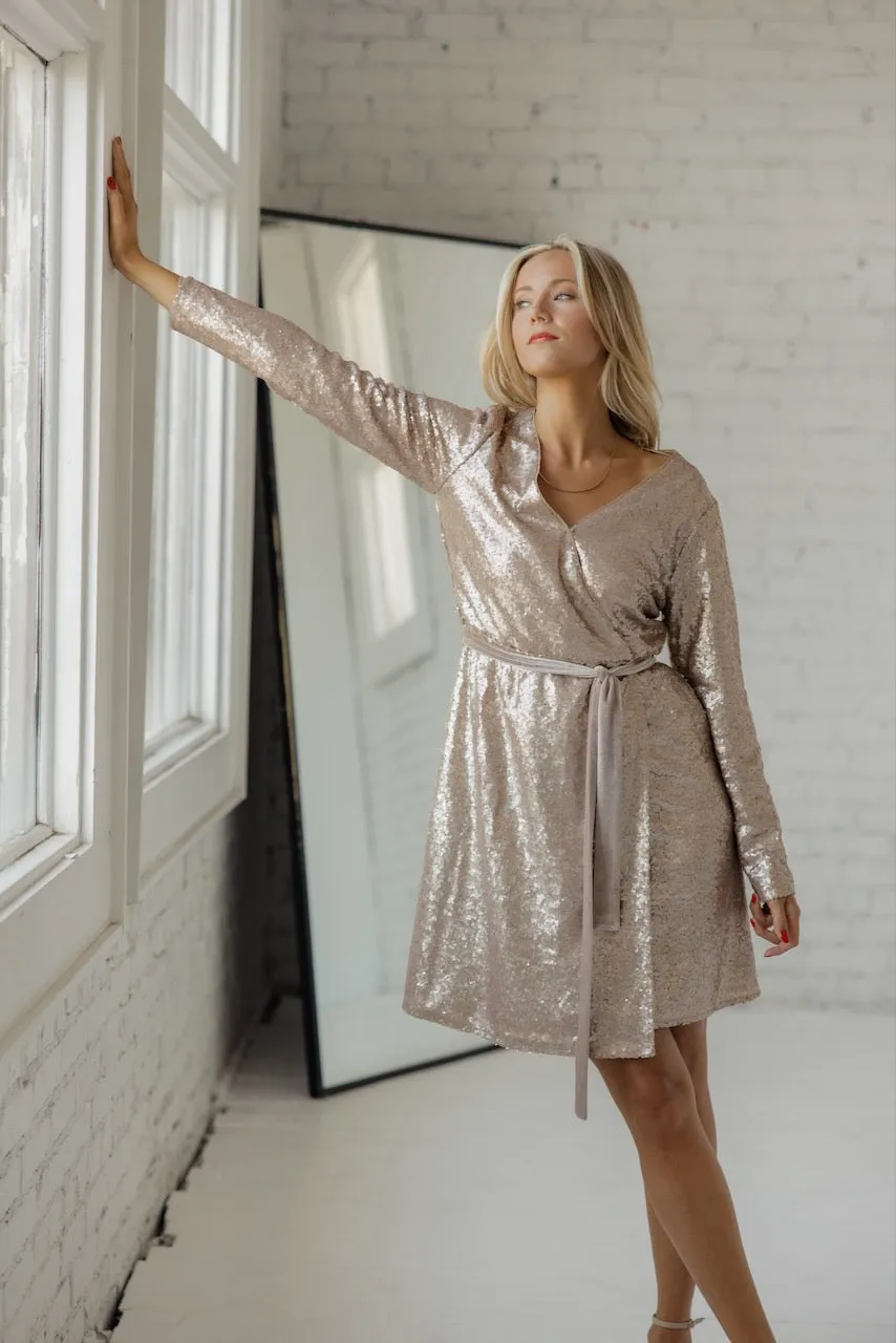 SALT Eleanor Sequin Wrap Dress