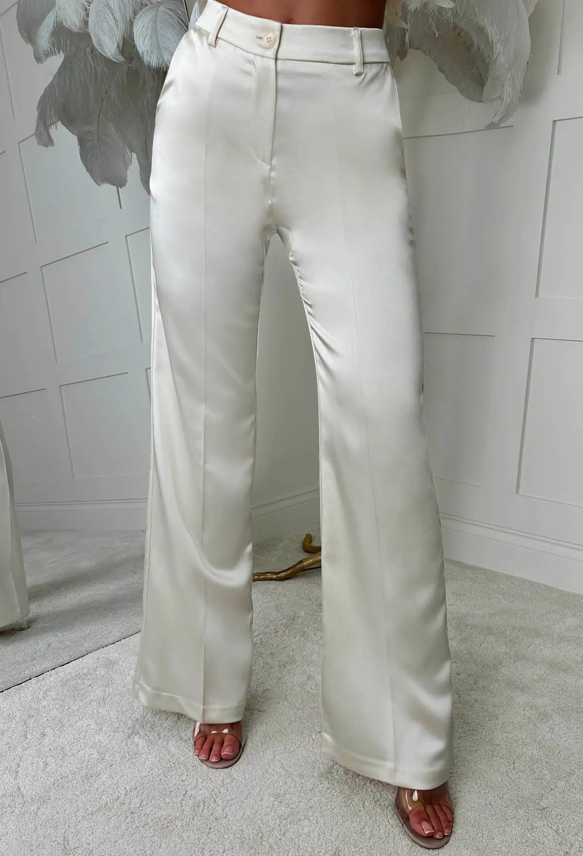 Satin Illusion Champagne Satin Trousers