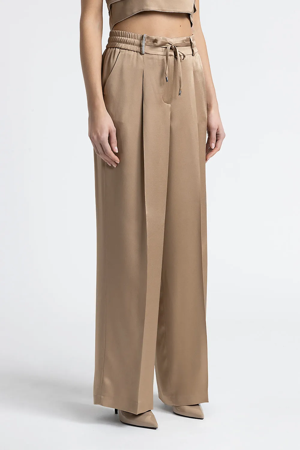 Satin palazzo trousers