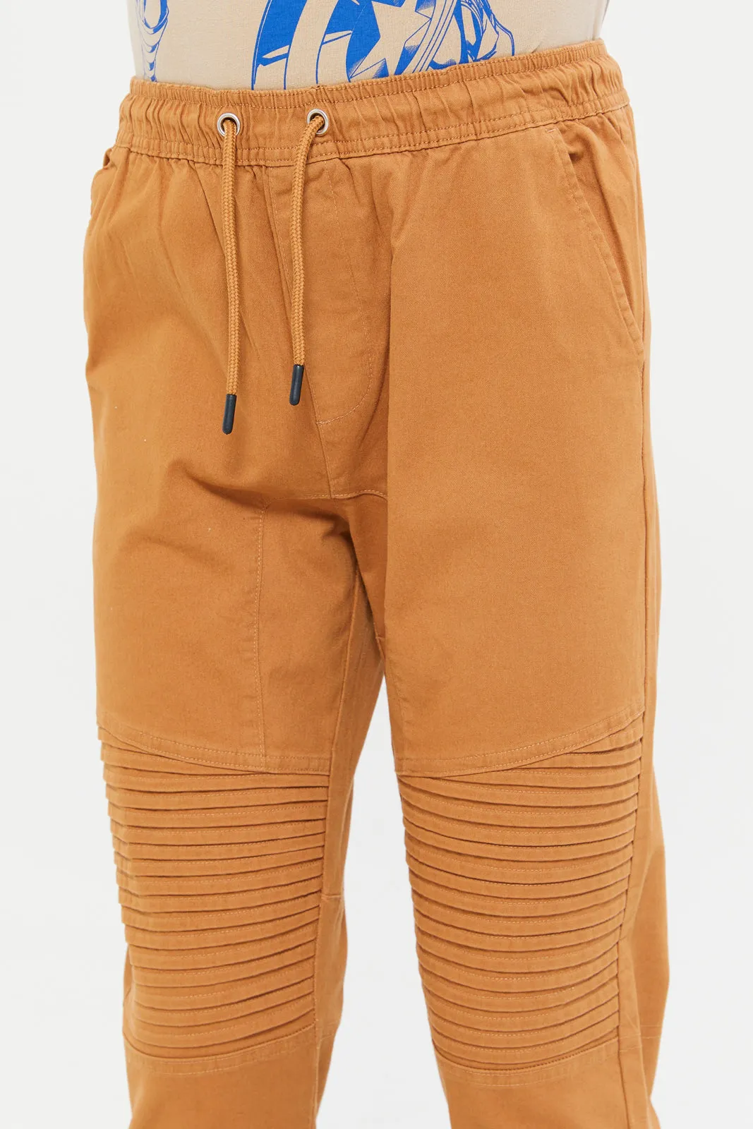 Senior Boy Brown Biker Knee Casual Trousers