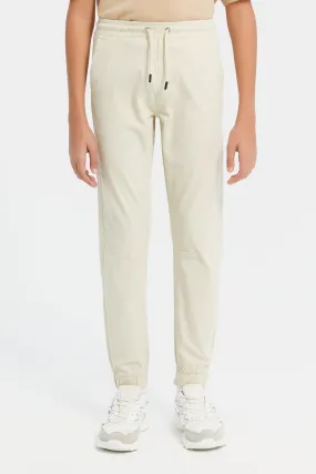 Senior Boys Beige Pull On Table Casual Trouser