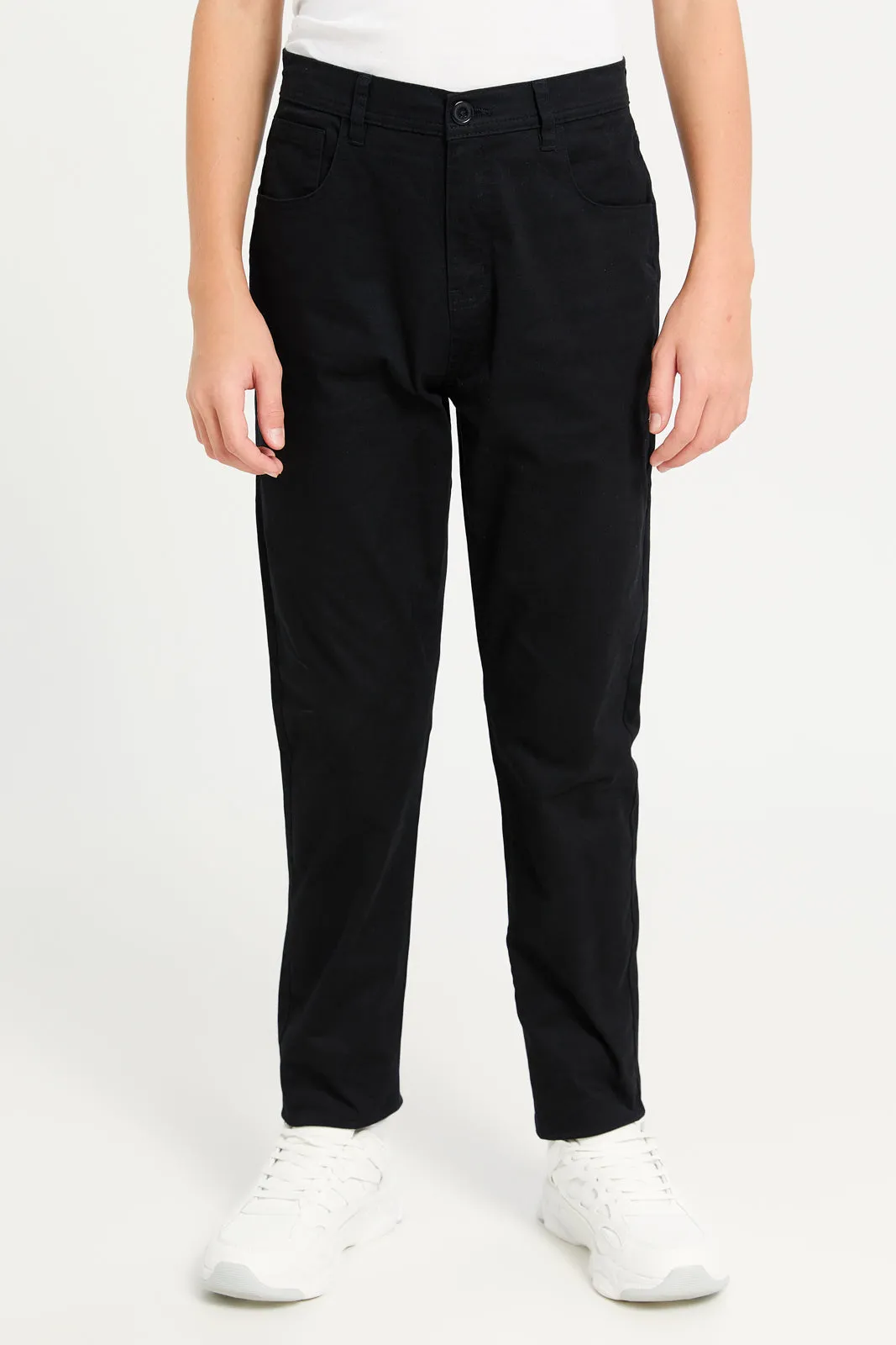 Senior Boys Black 5 Pocket Table Trousers