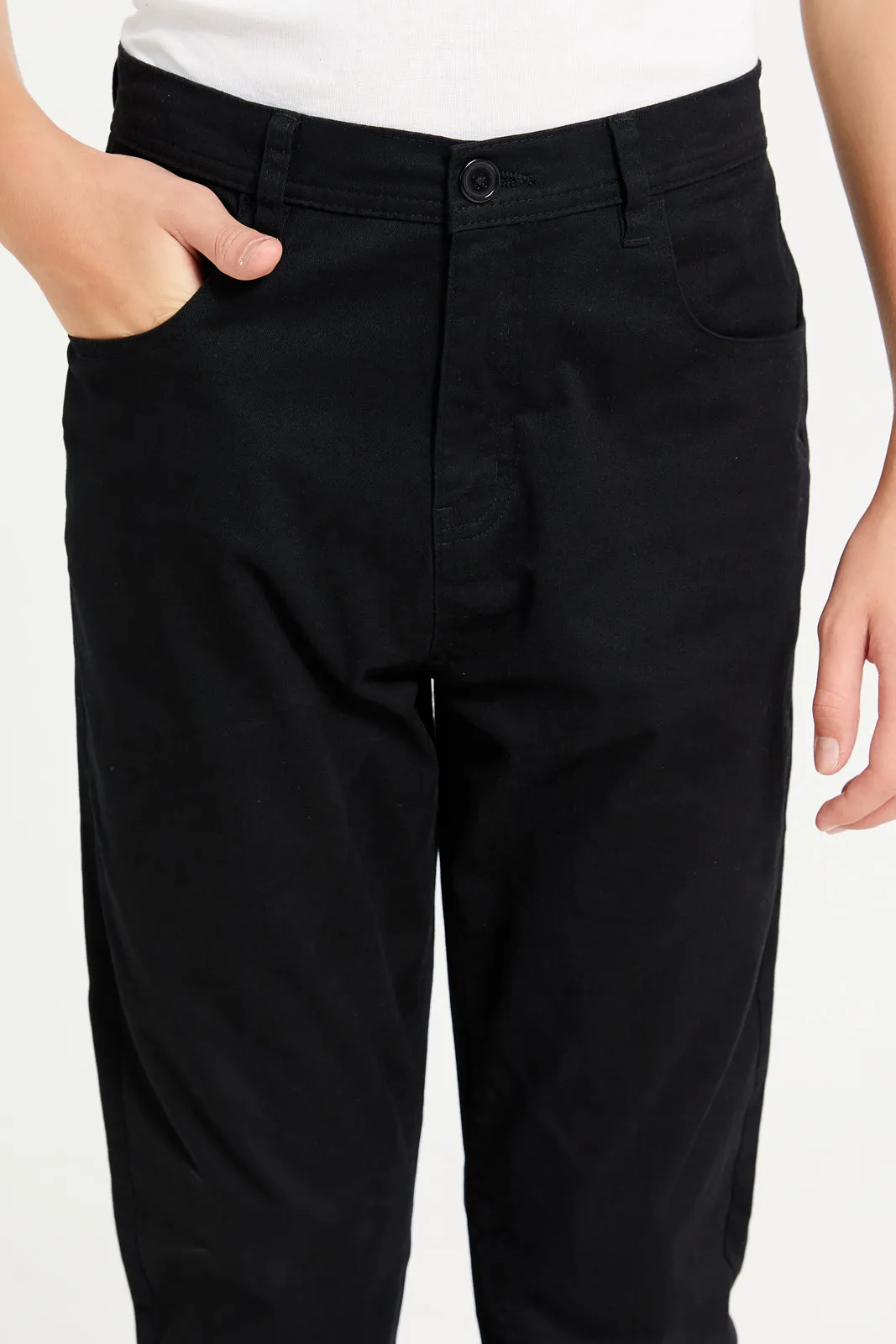 Senior Boys Black 5 Pocket Table Trousers