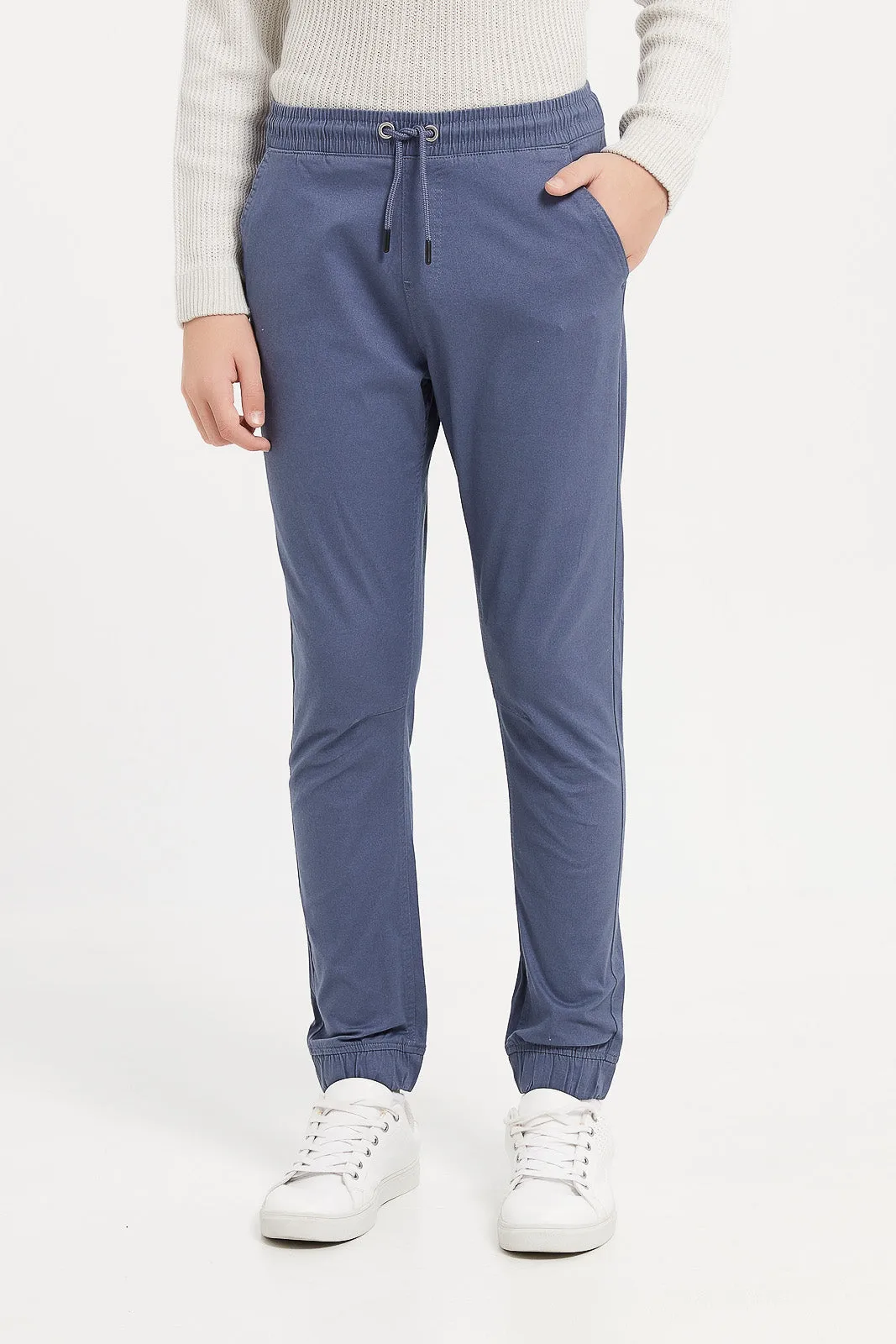 Senior Boys Blue Pull On Casual Trouser