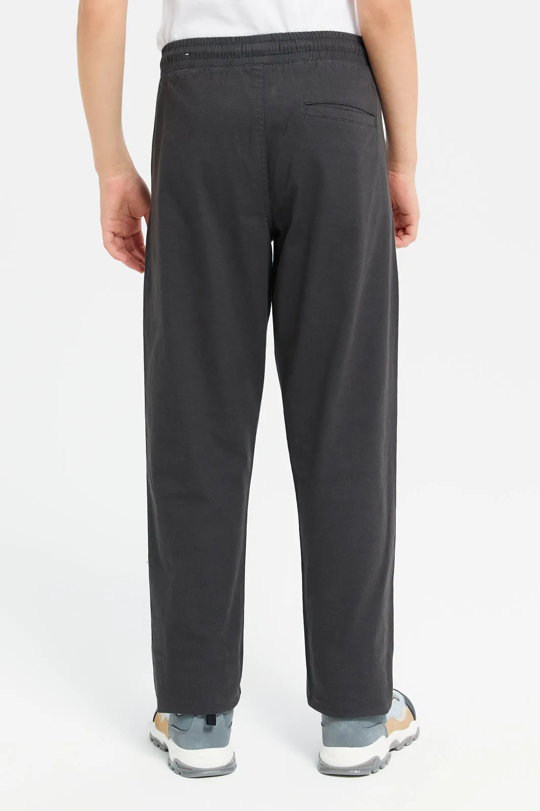 Senior Boys Charcoal Pull On Casual Trousers