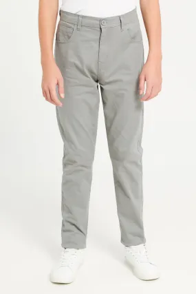 Senior Boys Grey 5 Pocket Table Trousers