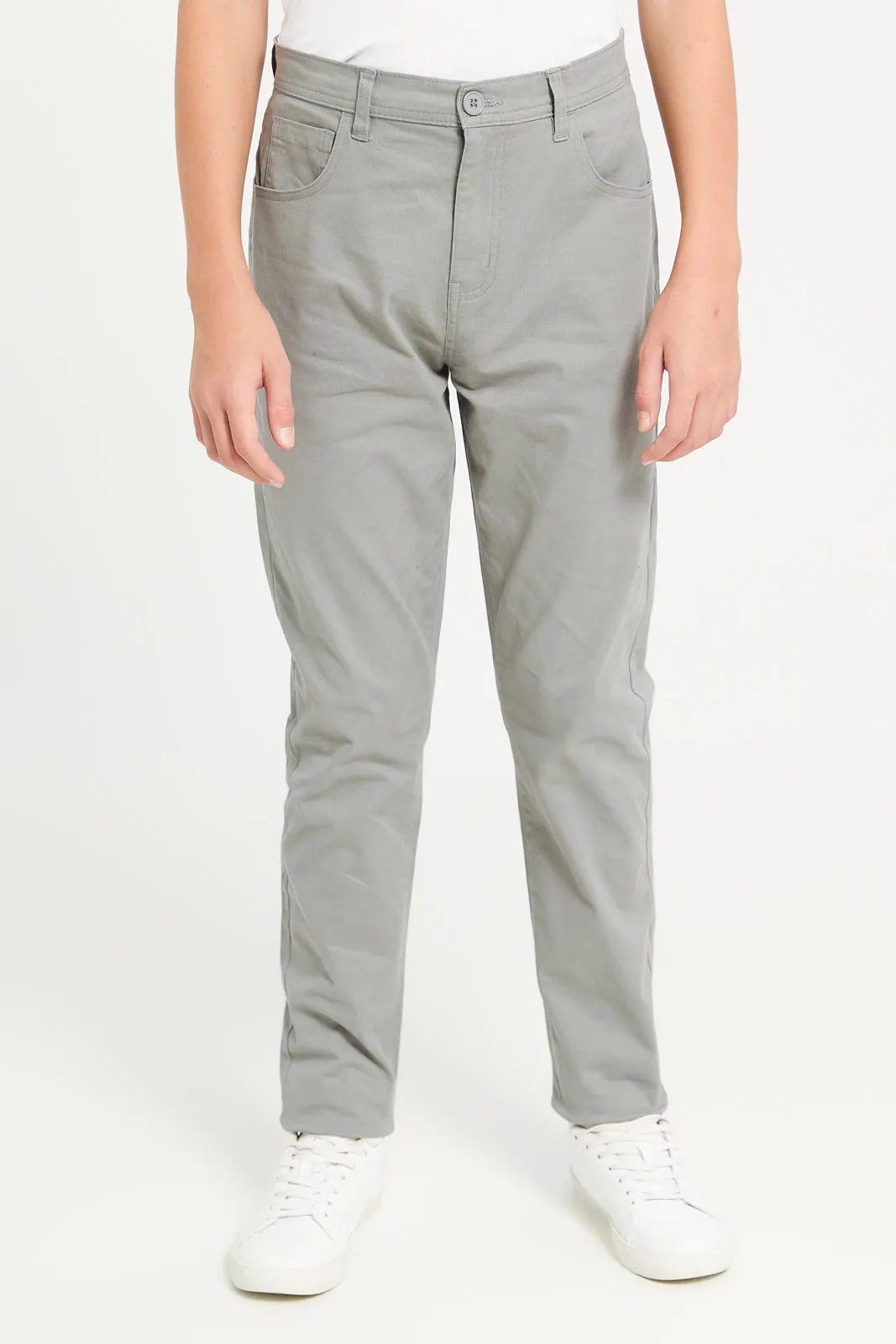 Senior Boys Grey 5 Pocket Table Trousers