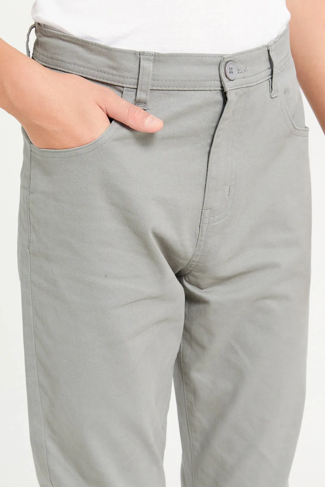 Senior Boys Grey 5 Pocket Table Trousers