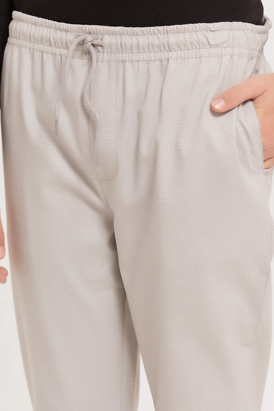 Senior Boys Grey Plain Casual Trousers