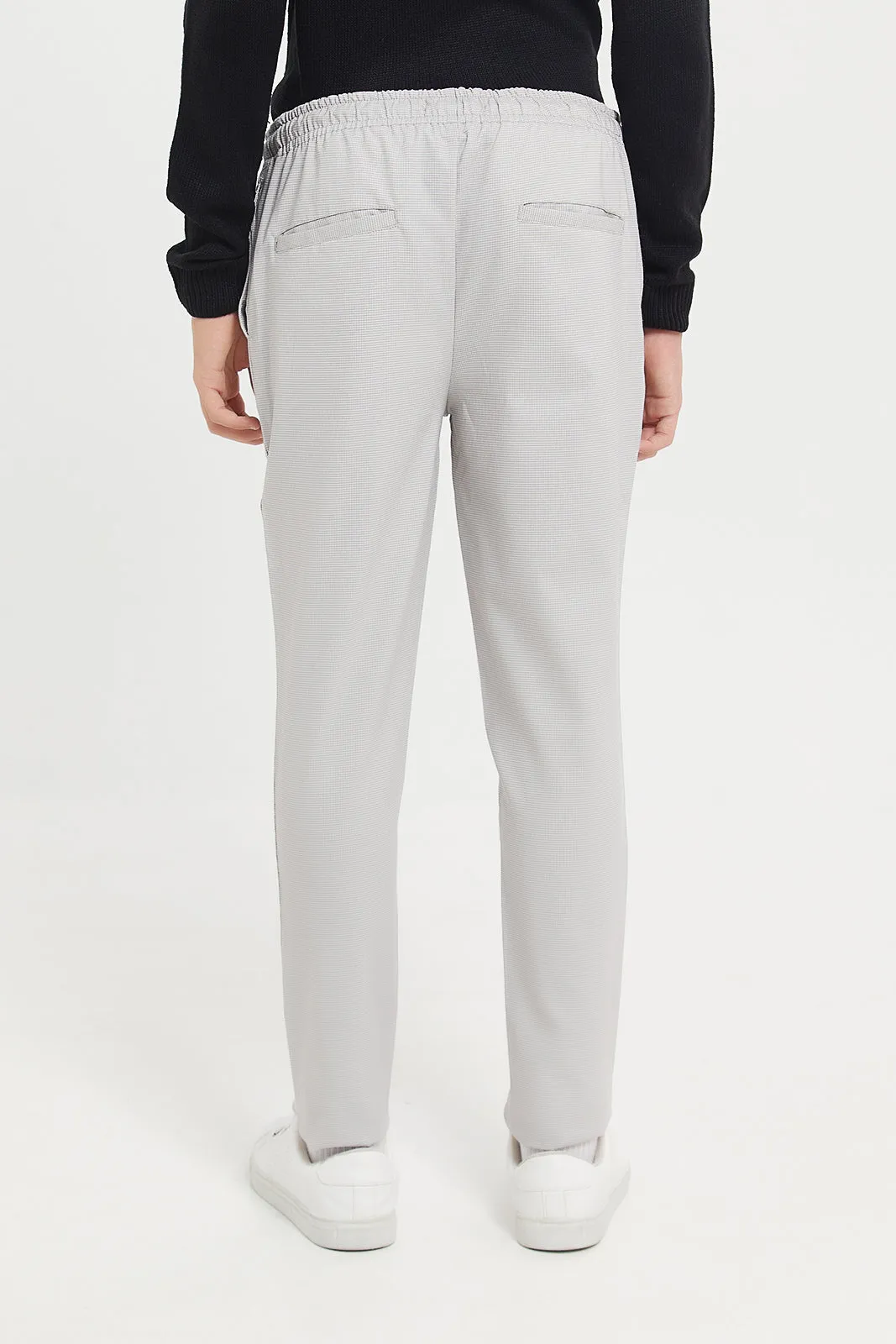 Senior Boys Grey Plain Casual Trousers