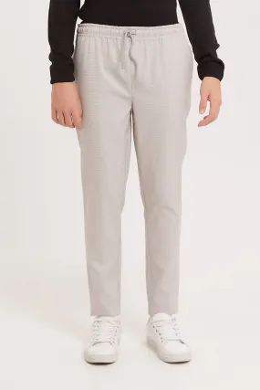 Senior Boys Grey Plain Casual Trousers