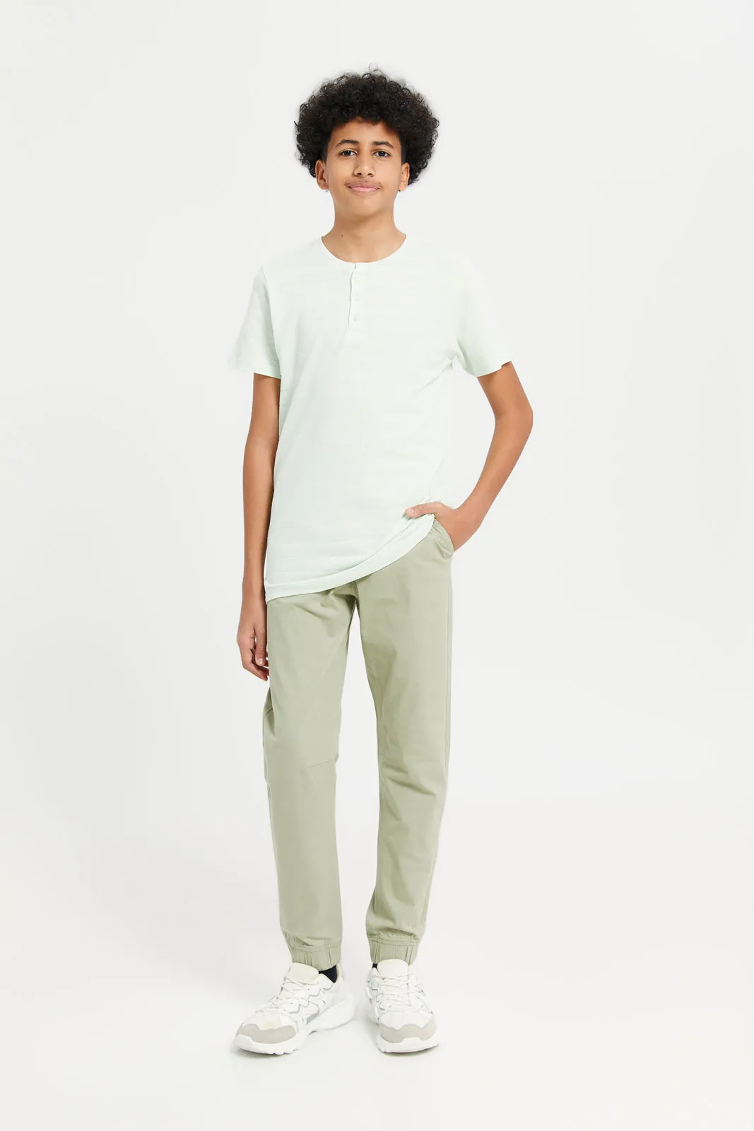 Senior Boys Mint Pull On Casual Trousers