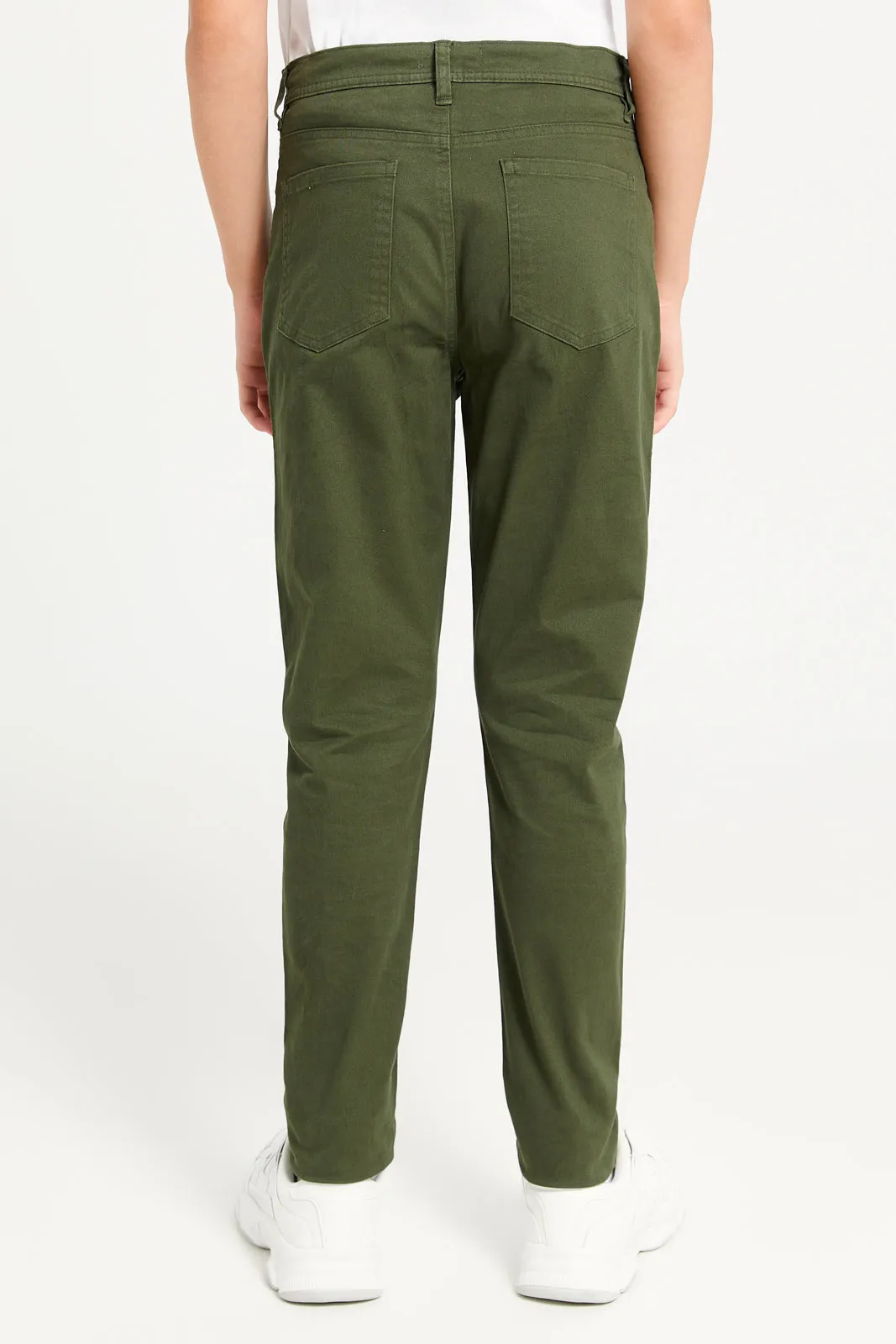 Senior Boys Olive 5 Pocket Table Trousers