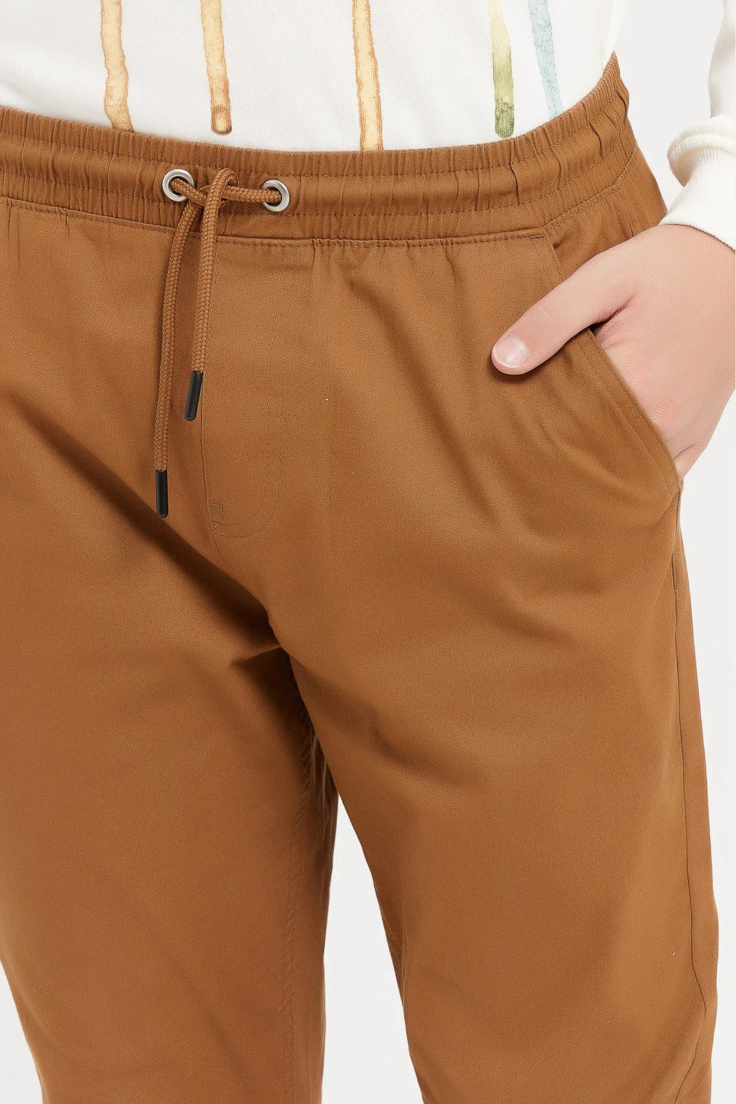 Senior Boys Tan Pull On Casual Trouser