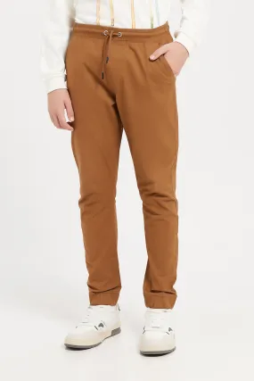 Senior Boys Tan Pull On Casual Trouser