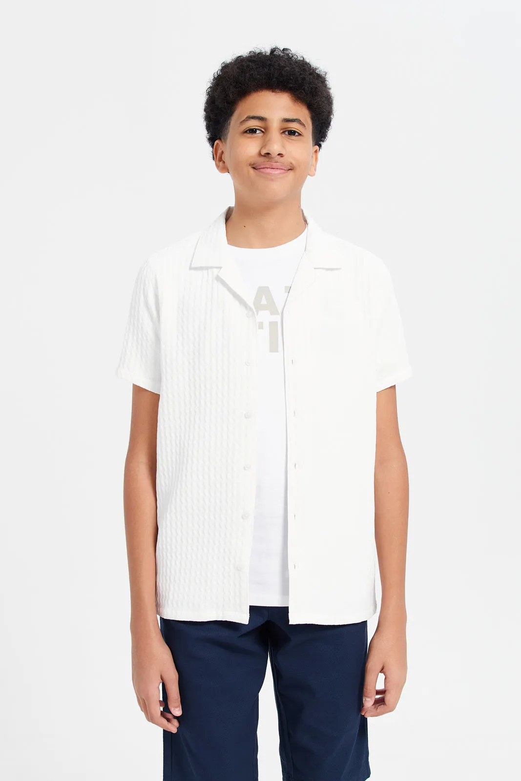 Senior Boys White Shirt With T-Shirt Set (2 Piece)