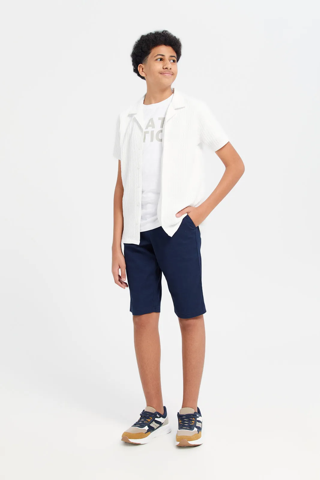 Senior Boys White Shirt With T-Shirt Set (2 Piece)