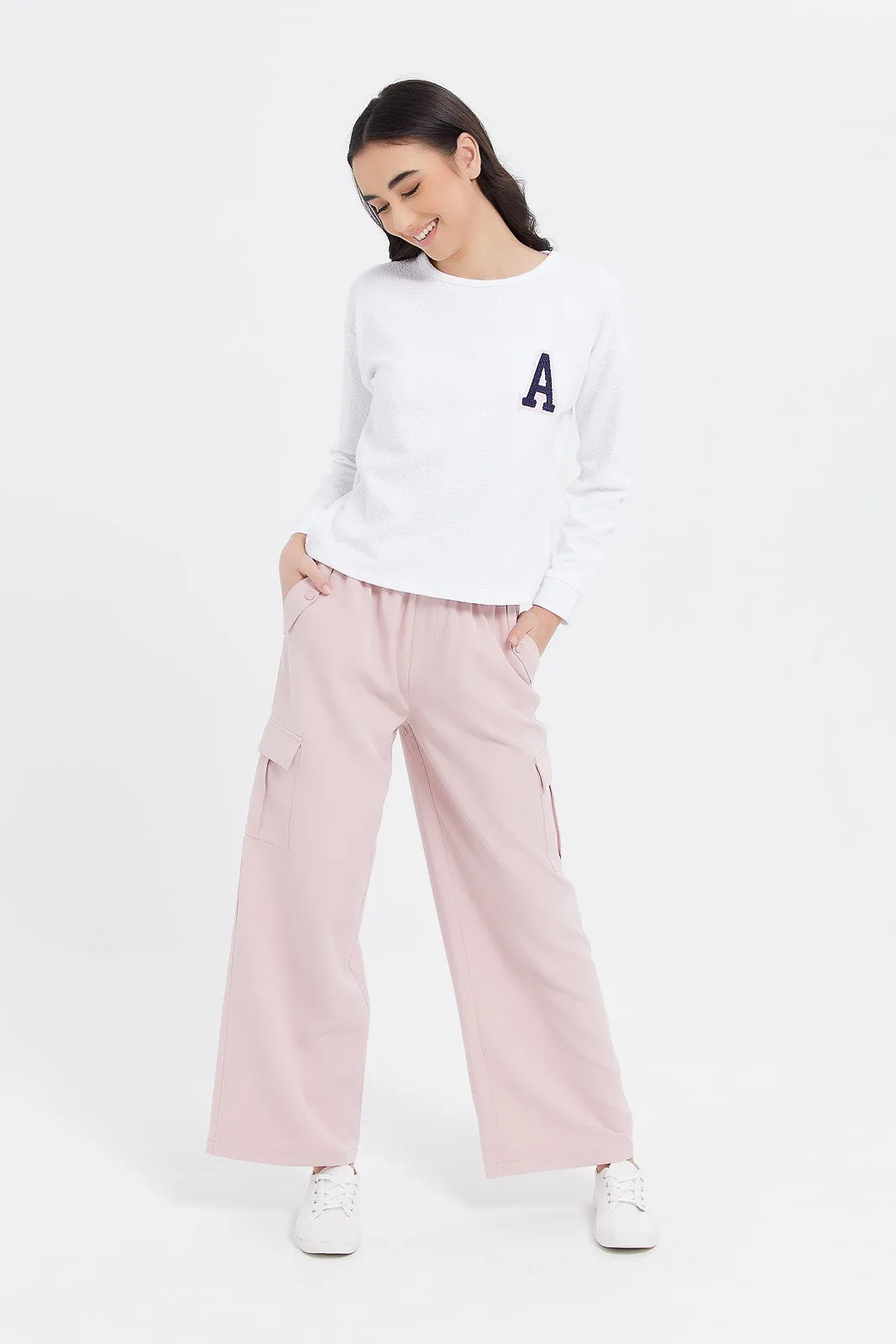 Senior Girls Pink Cargo Pocket Trouser