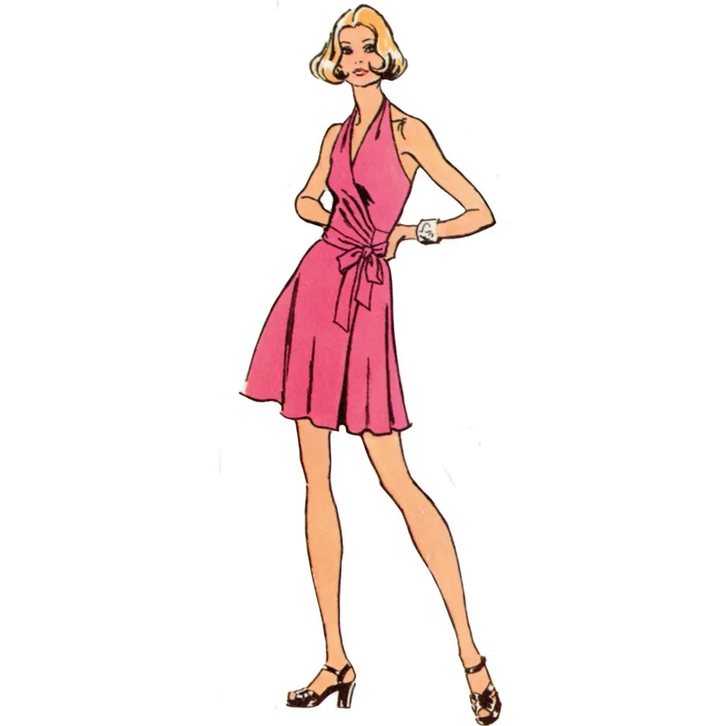 Simplicity Sewing Pattern S9793 Misses' Knit Front-Wrap Halter-Dress in Two Lengths