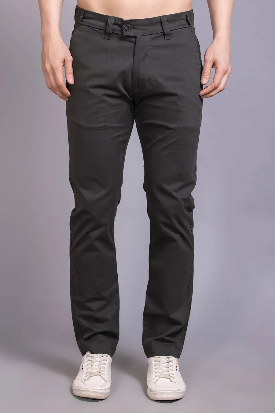 Slim fit cotton chinos-Dark Grey