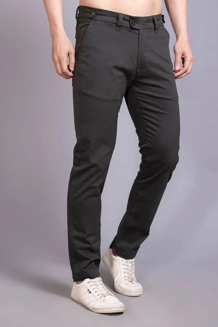 Slim fit cotton chinos-Dark Grey