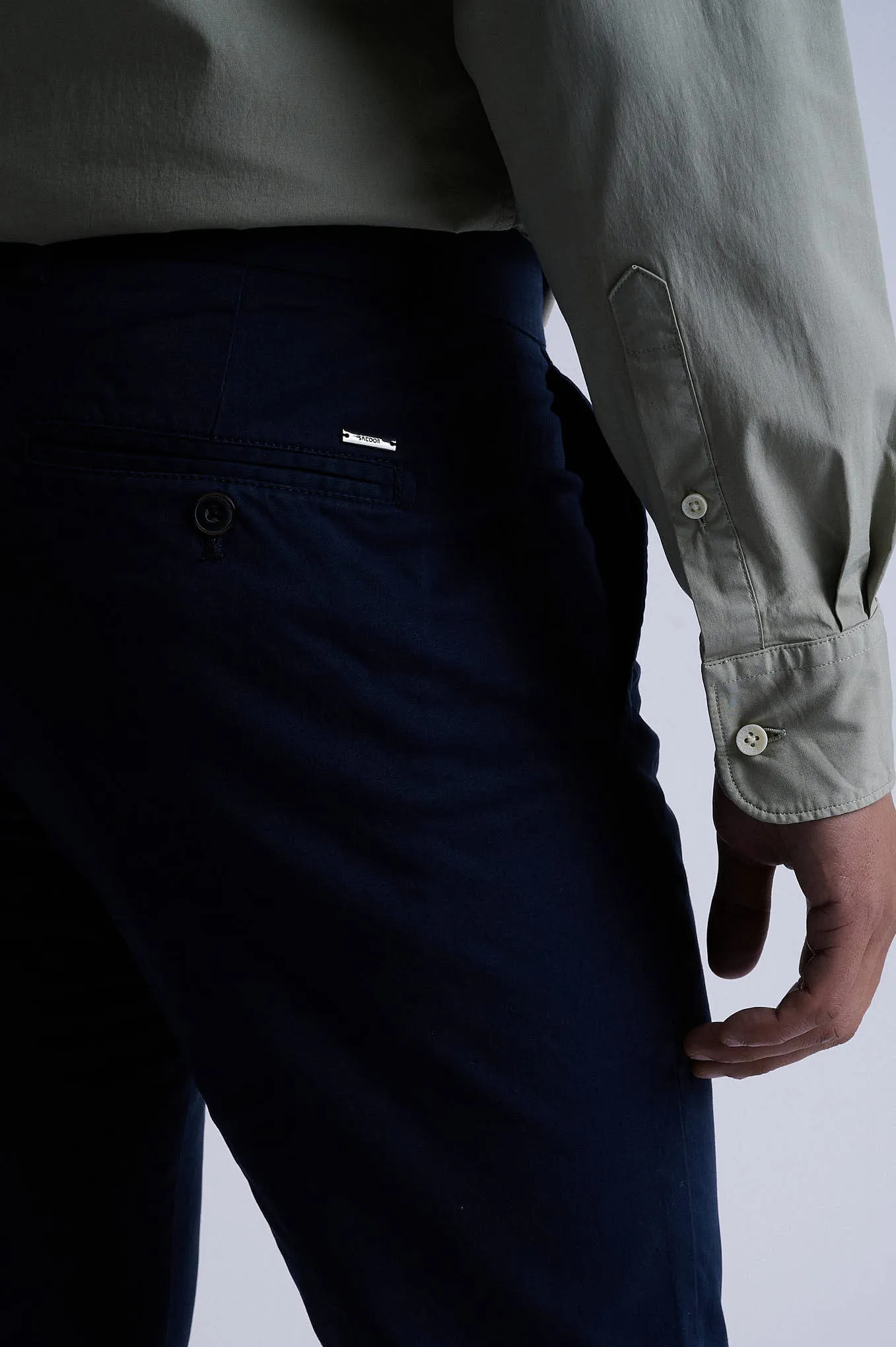 Slim fit garment dye chino in Cotton Elastane