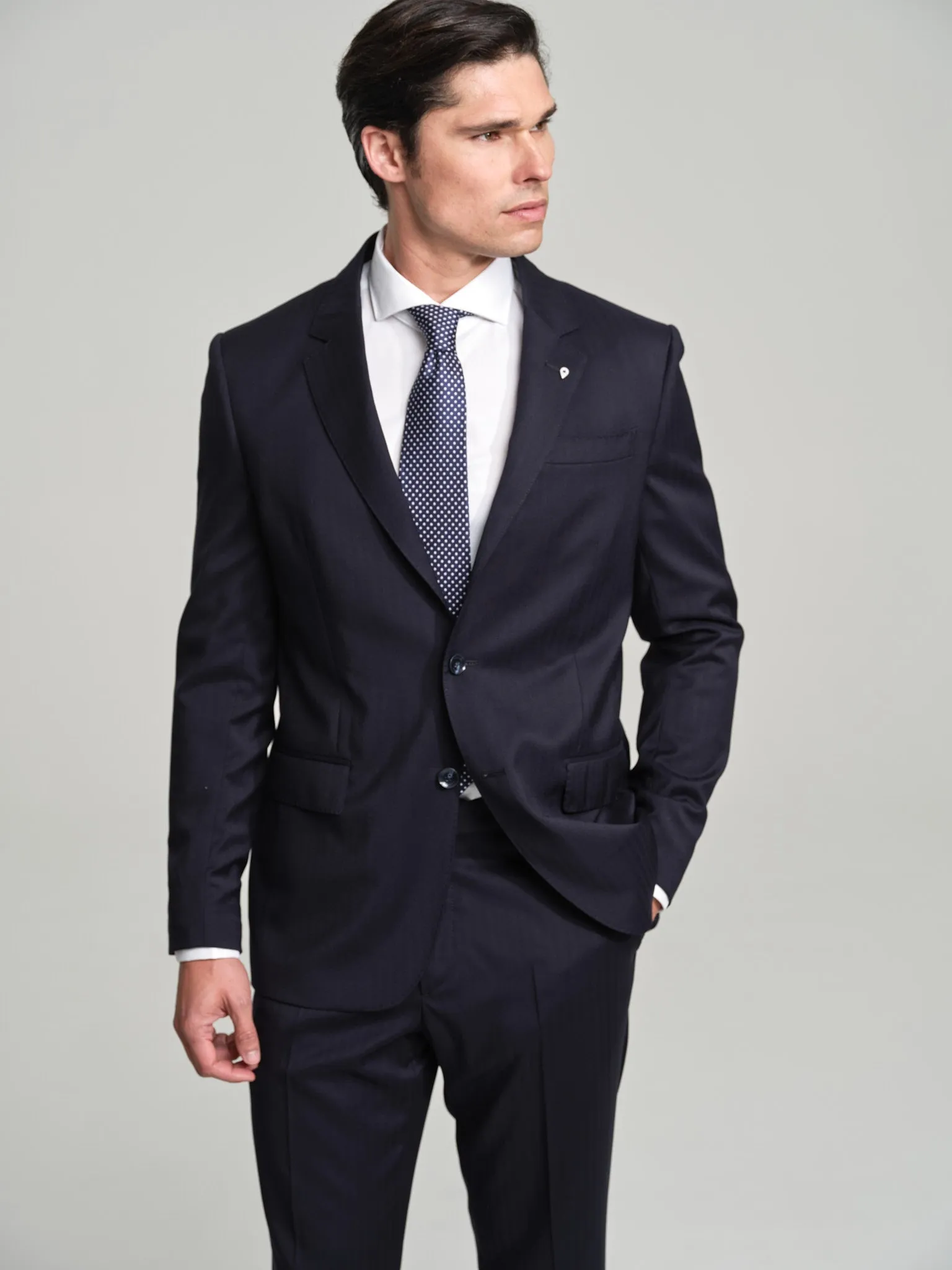 Slim fit K-Easy Travel prestige herringbone suit