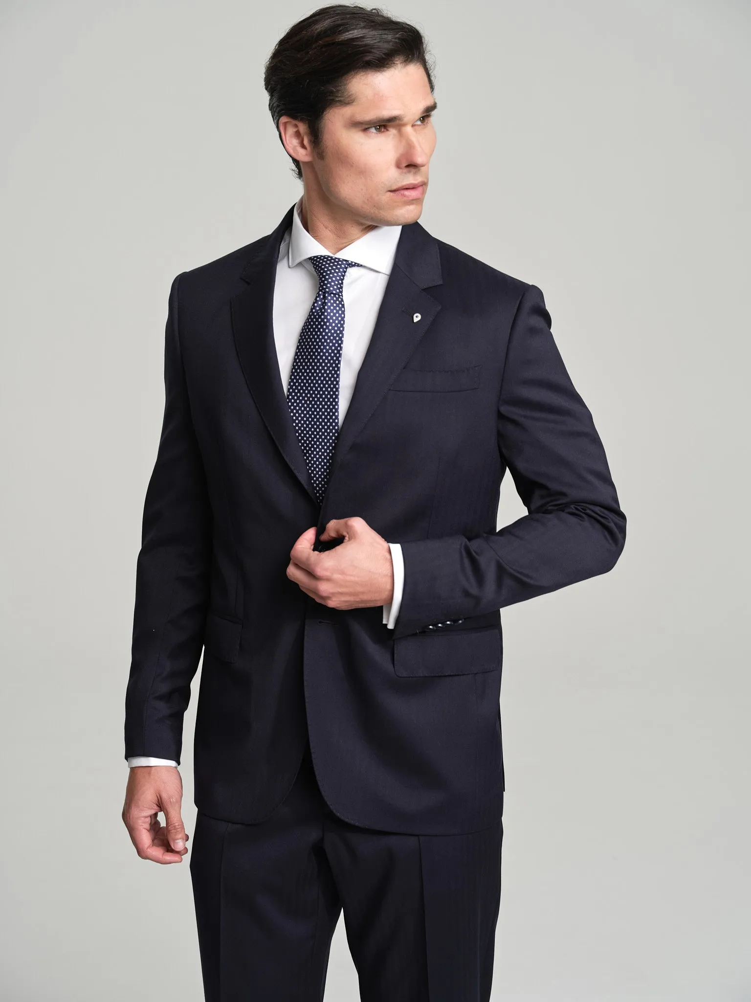 Slim fit K-Easy Travel prestige herringbone suit