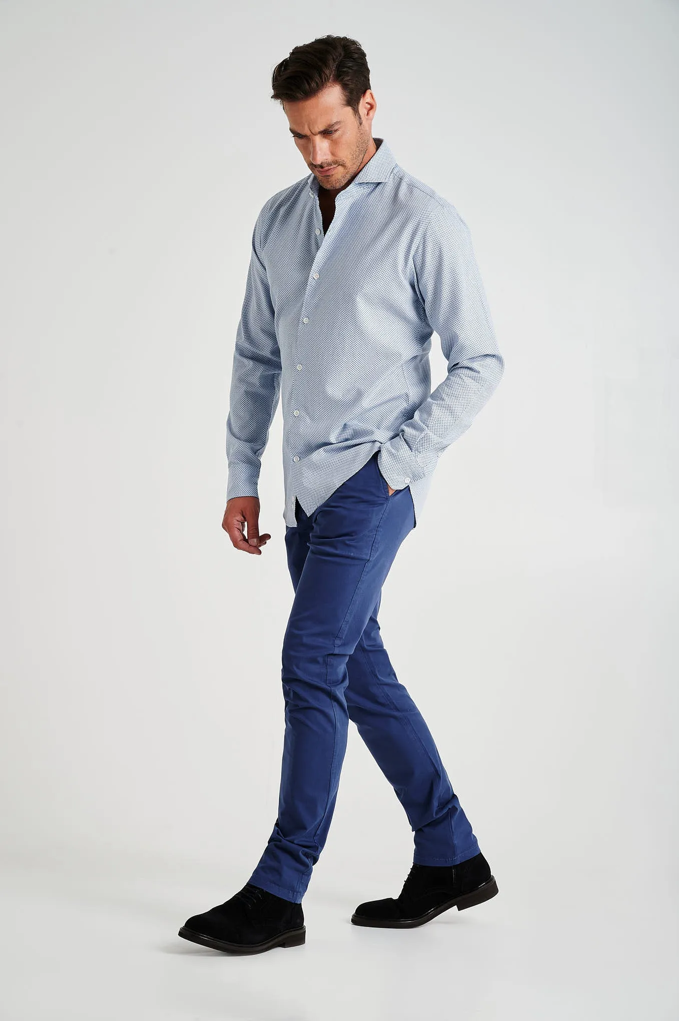 Slim fit plain organic cotton chino trousers