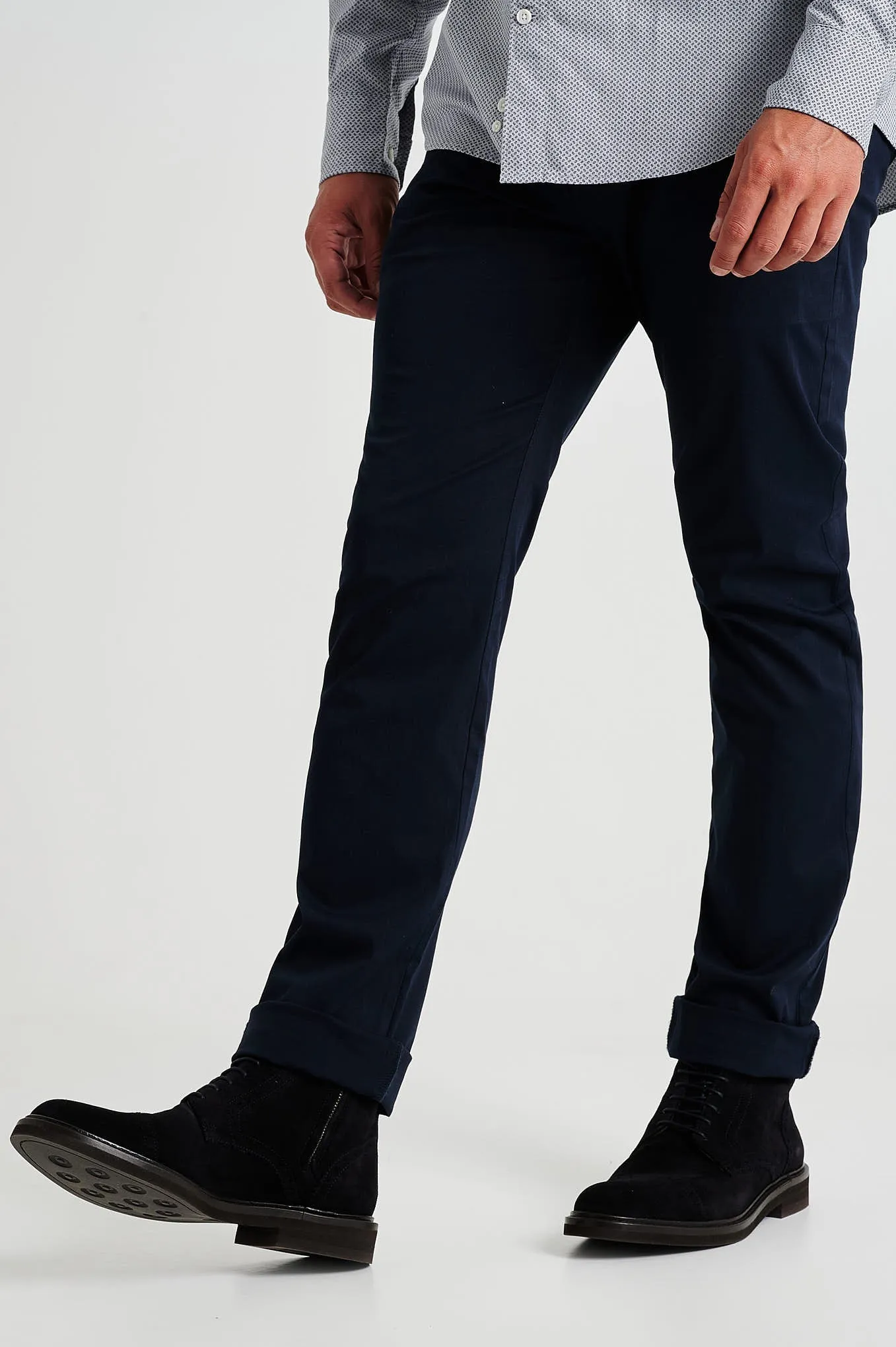 Slim fit plain organic cotton chino trousers