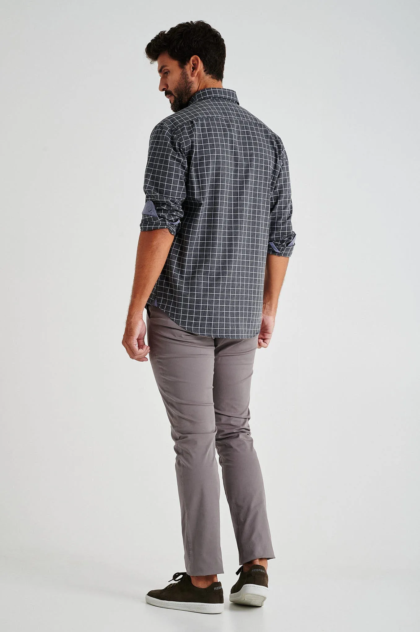 Slim fit plain organic cotton chino trousers